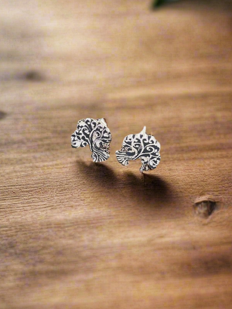 Tree Stud 92.5 Silver Earrings - Handcrafted