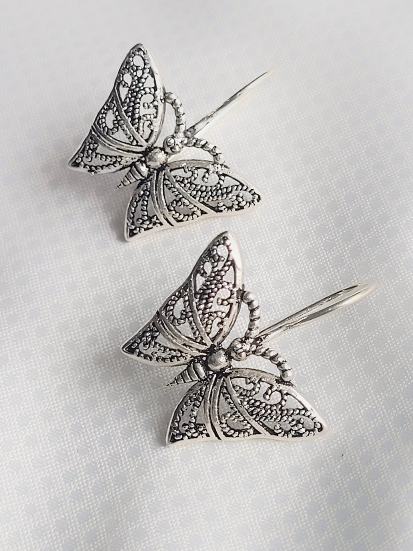 Vintage Butterfly 92.5 Silver drops Studs - Handcrafted