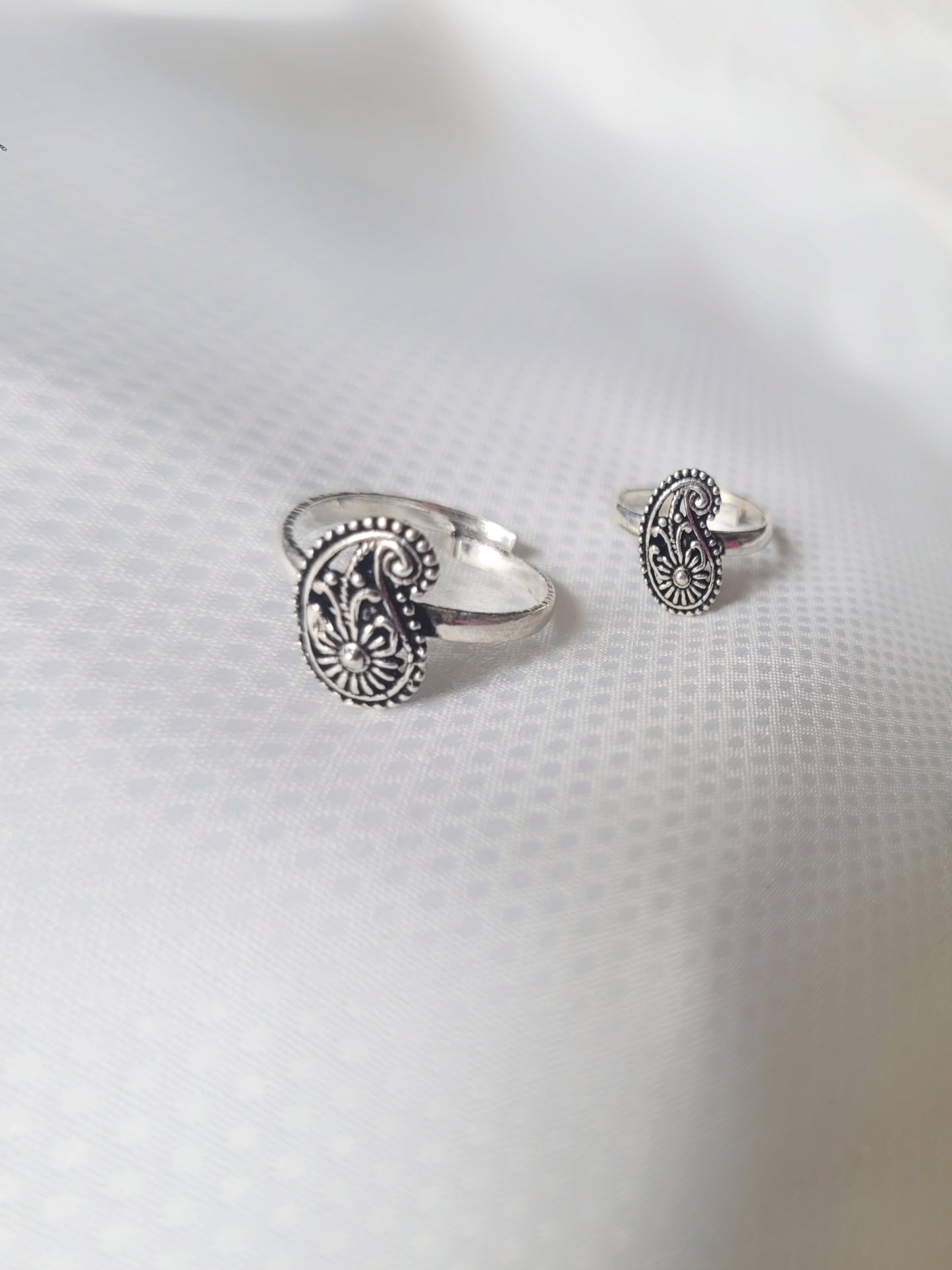 Paisley Bloom 92.5 Silver Toe Rings - Pair