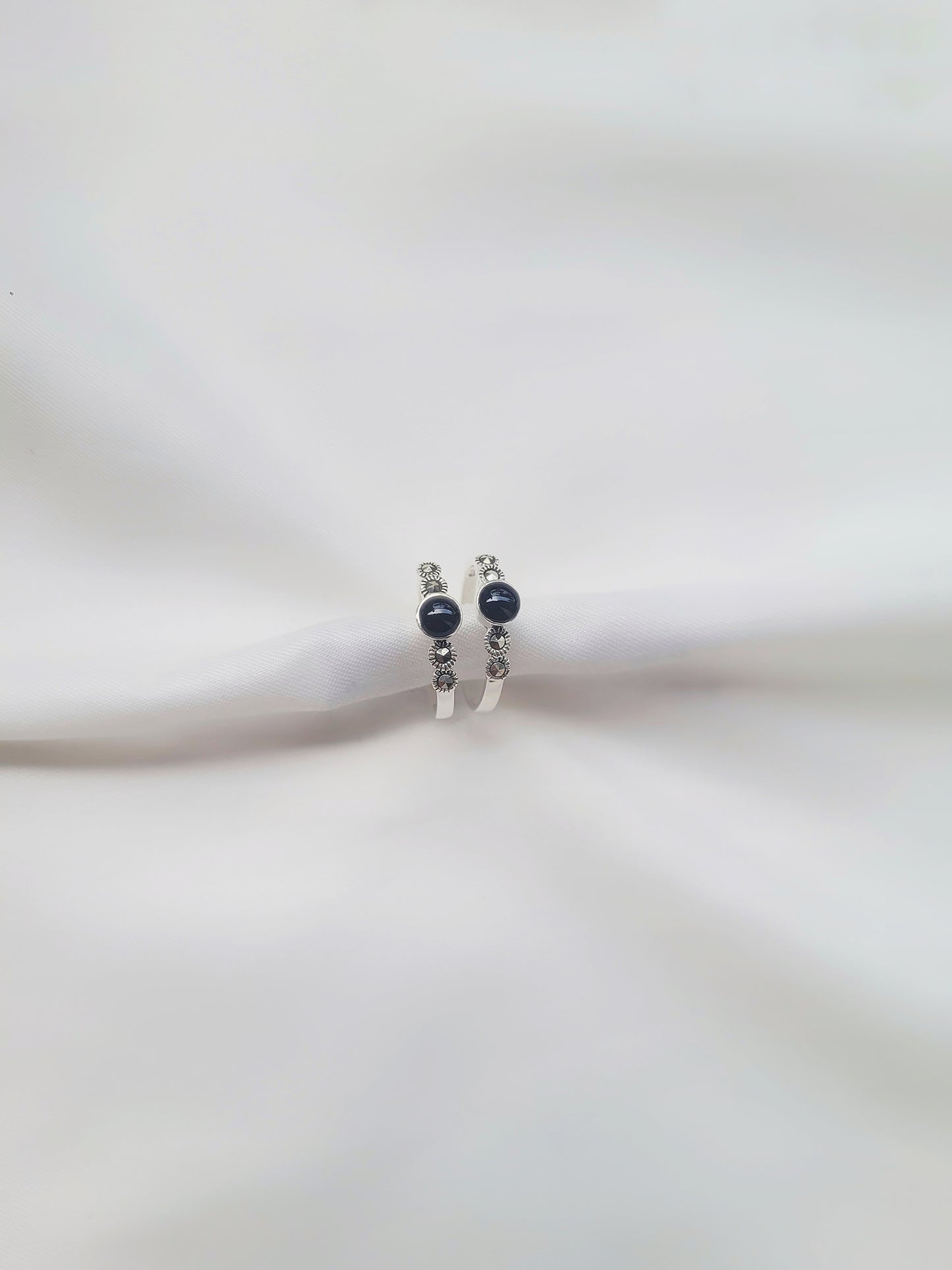 Marcasite Royal Midnight Toe Rings 92.5 Silver - Pair