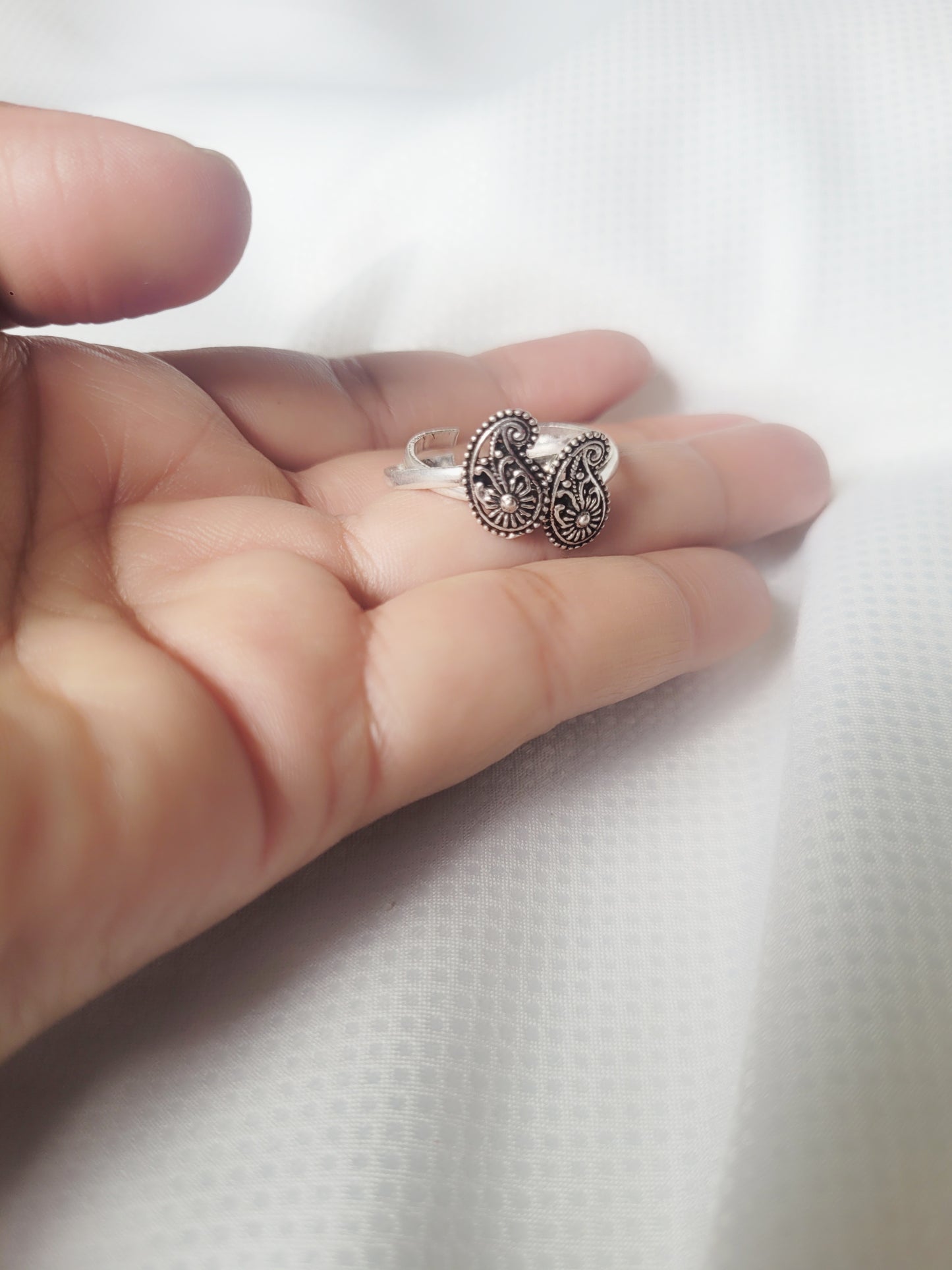 Paisley Bloom 92.5 Silver Toe Rings - Pair