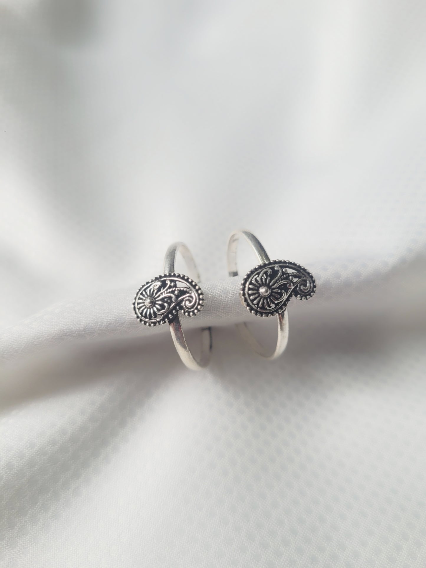 Paisley Bloom 92.5 Silver Toe Rings - Pair