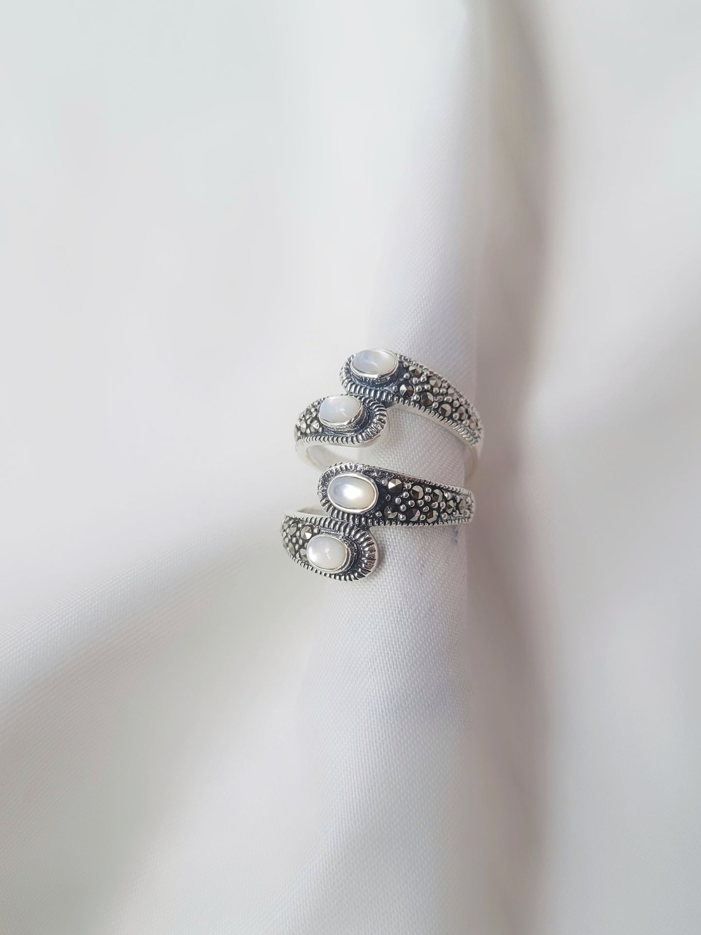Marcasite Royal Pearl Wrap Toe Rings 92.5 Silver - Pair