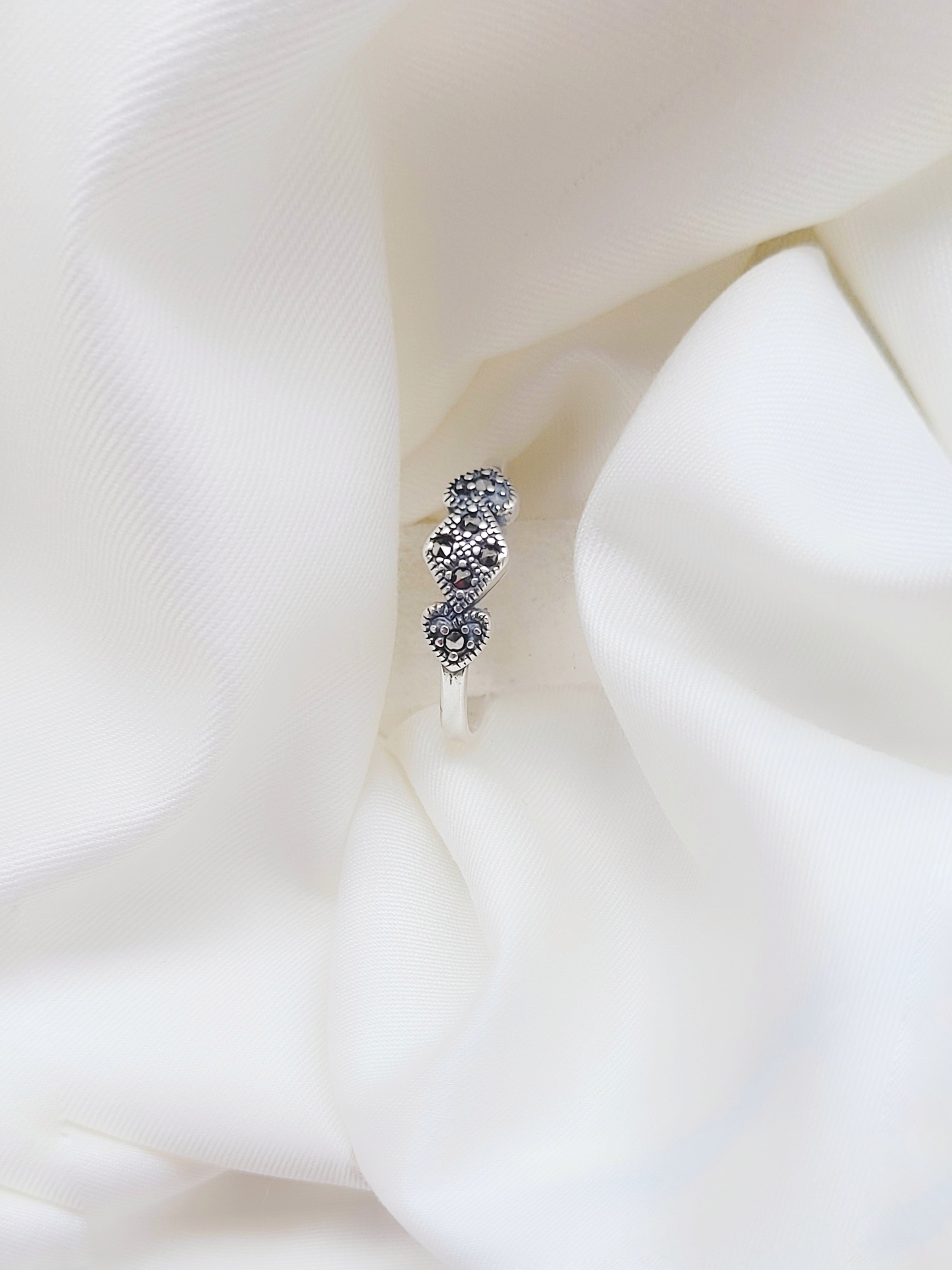 Marcasite Twilight Leaf 92.5 Silver Ring