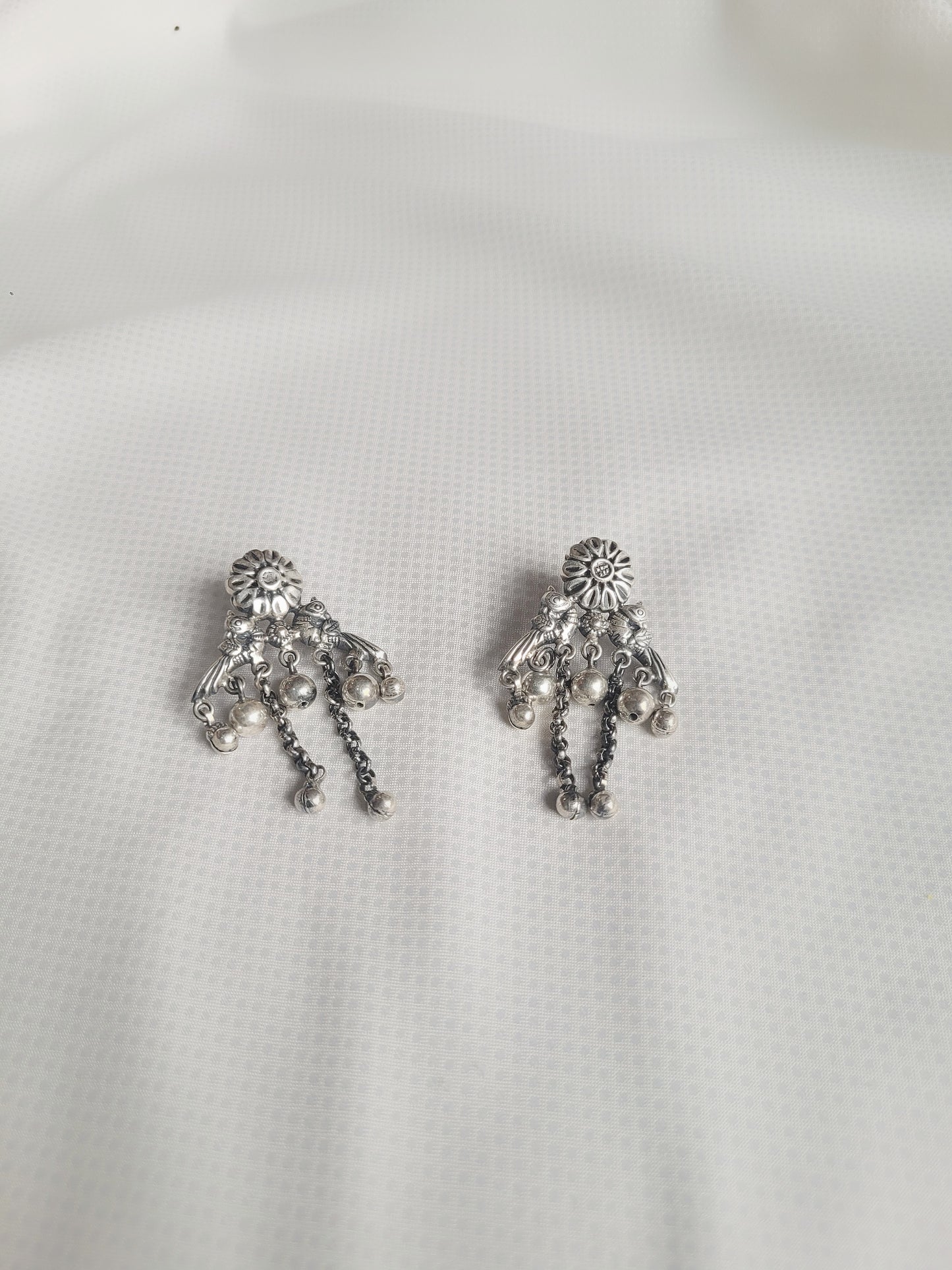 Meher Floral 92.5 Silver Floral Dangle