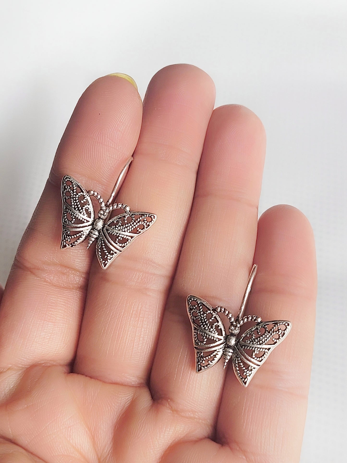 Vintage Butterfly 92.5 Silver drops Studs - Handcrafted