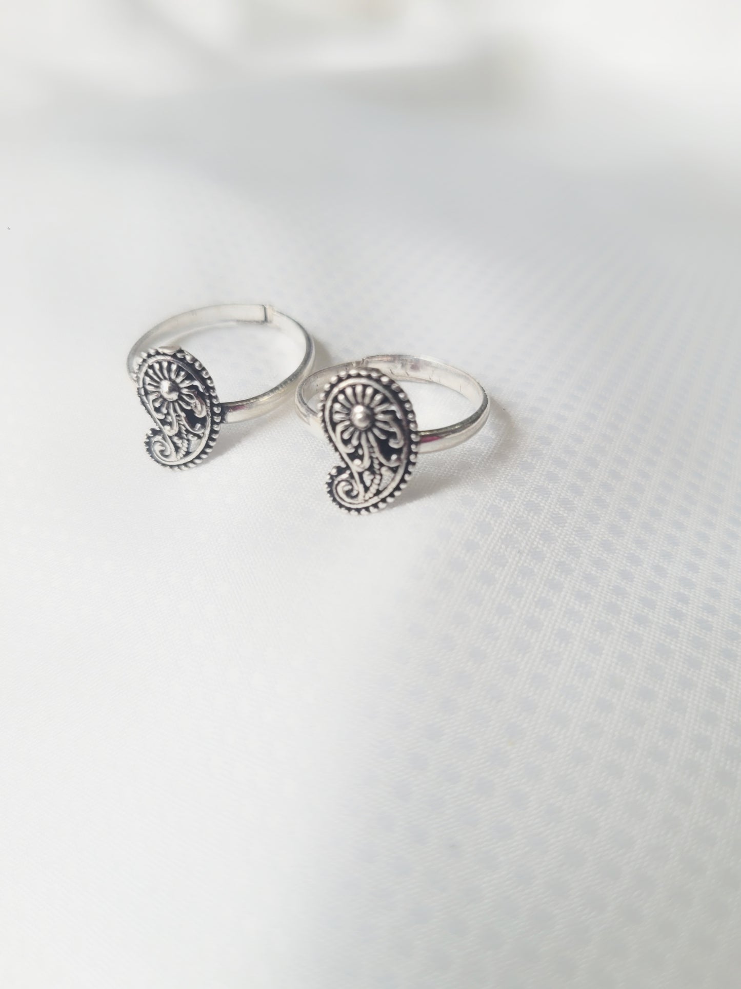 Paisley Bloom 92.5 Silver Toe Rings - Pair