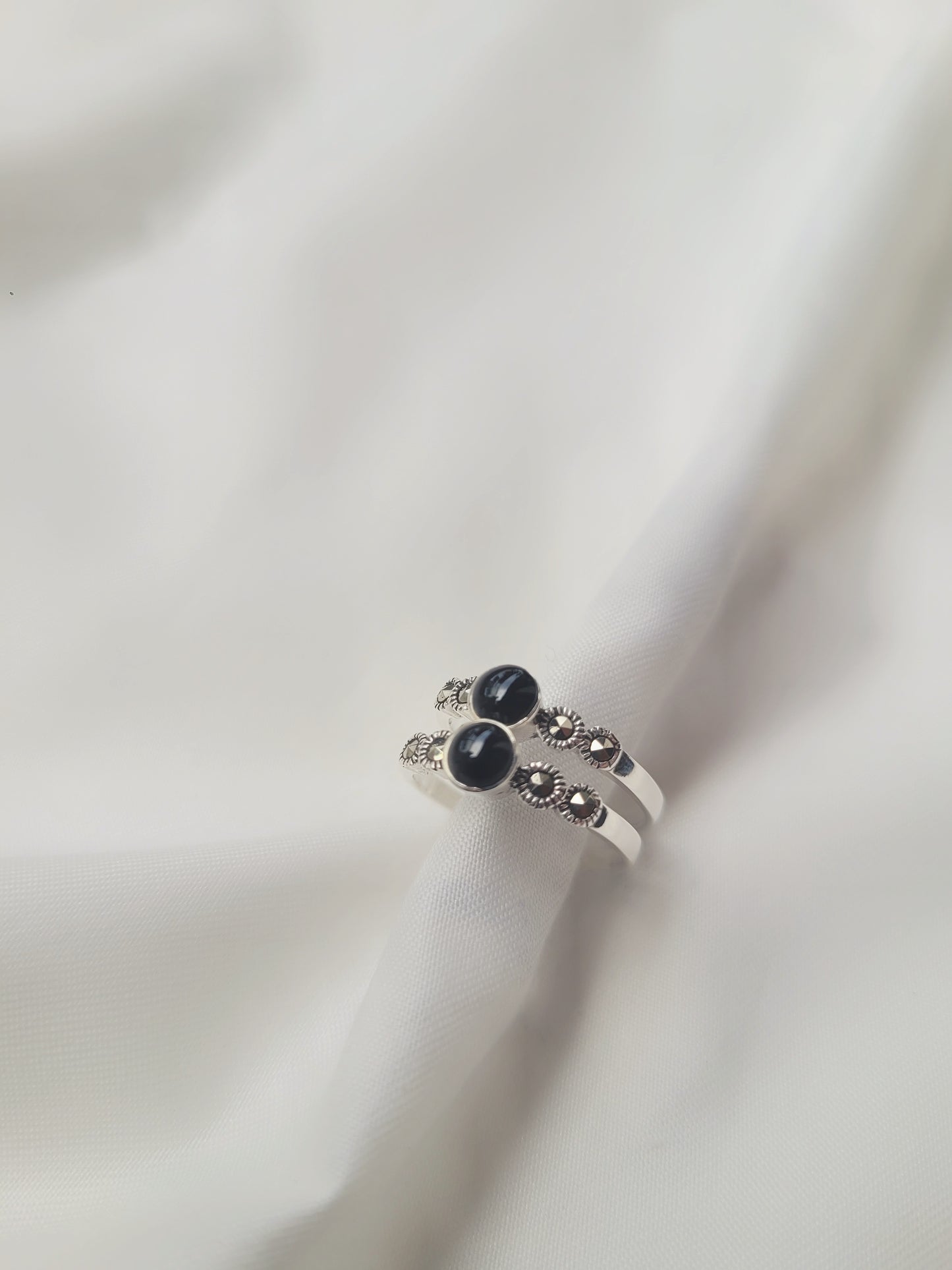 Marcasite Royal Midnight Toe Rings 92.5 Silver - Pair
