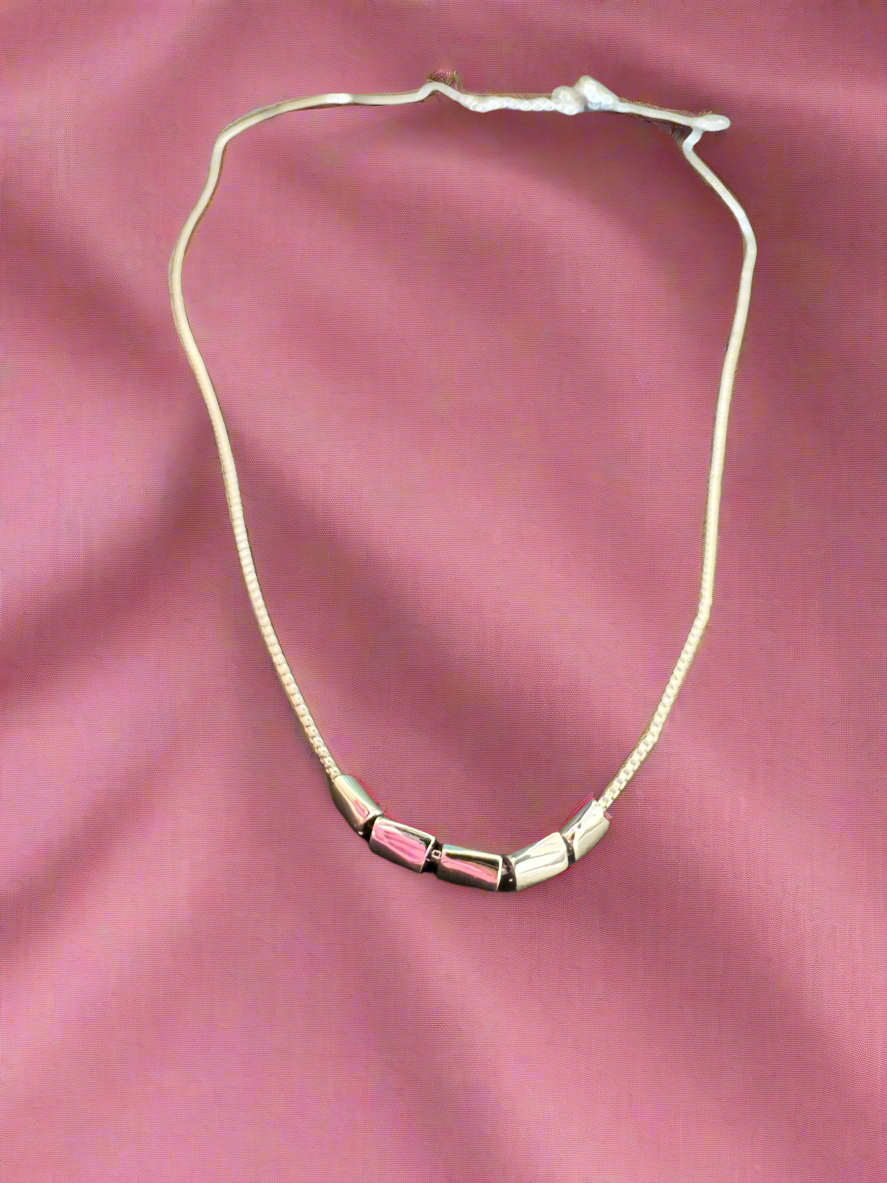 Silver 5 Blocks Minimalistic Necklace