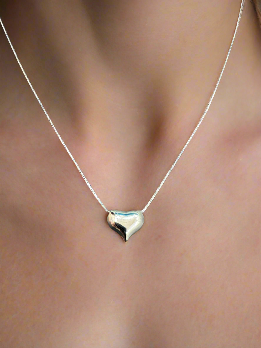 Silver Heart Pendant Minimalistic Necklace