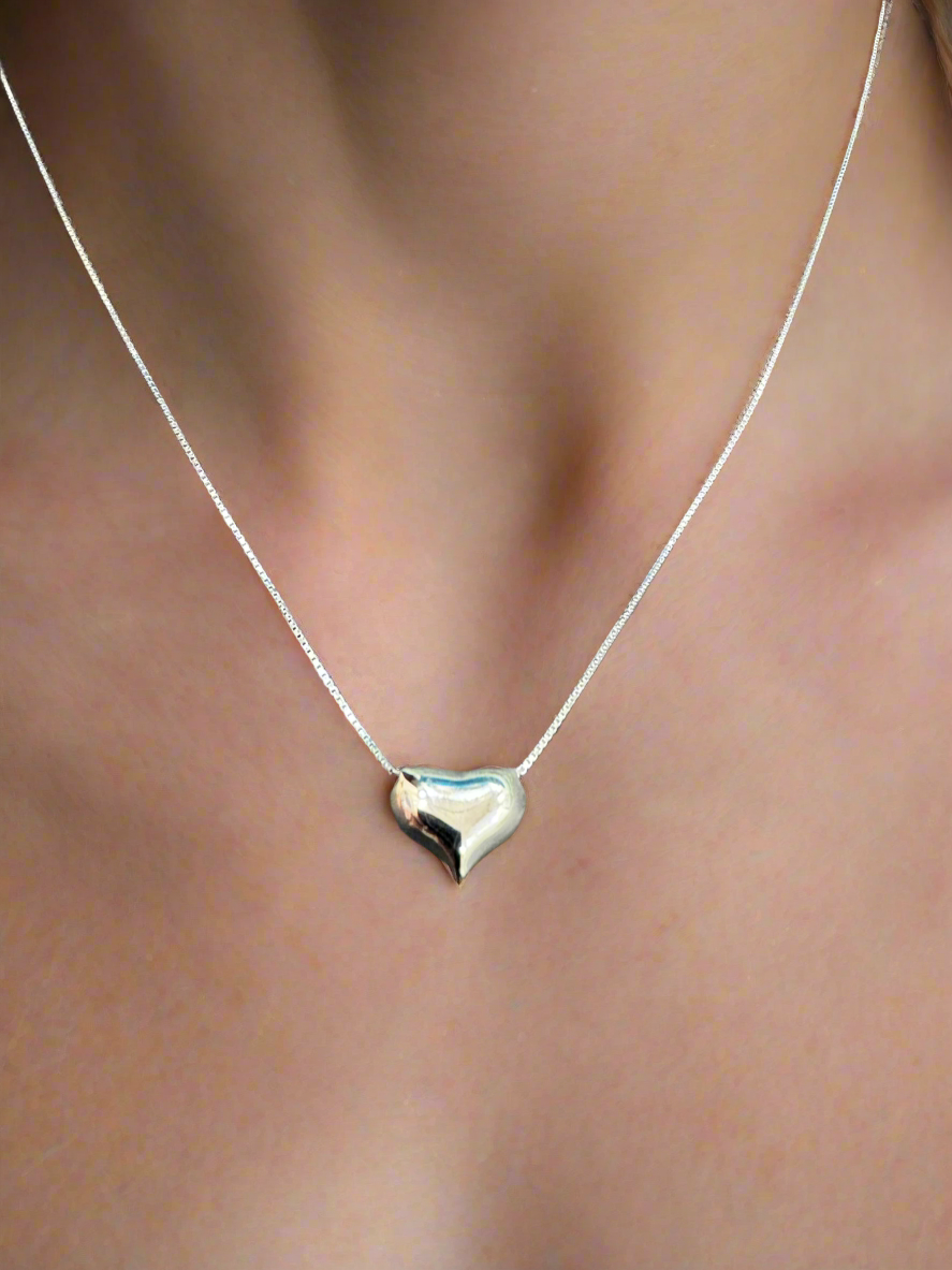 92.5 Silver Heart Pendant Minimalistic Necklace