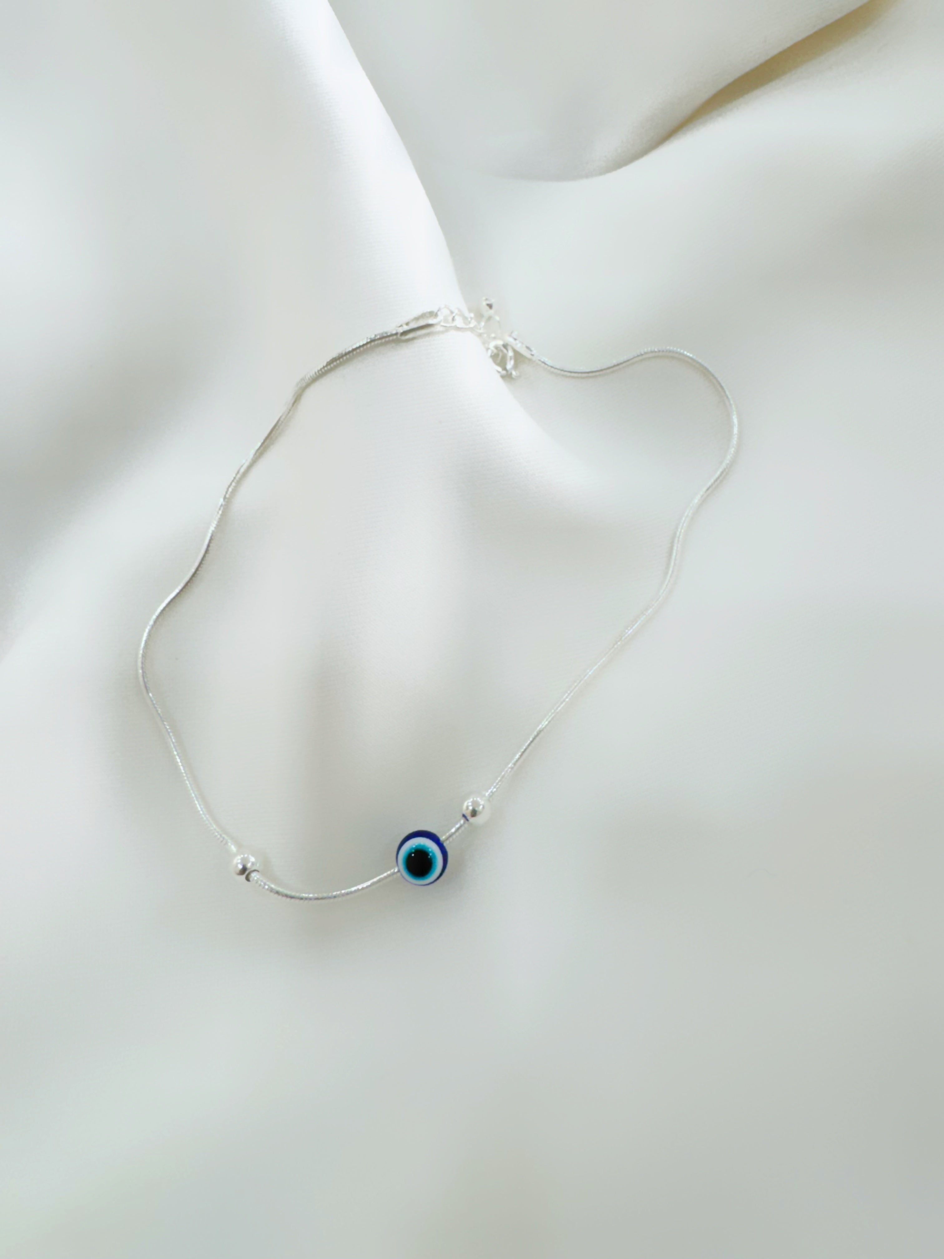 Evil Eye 92.5 Lightweight Silver Anklet