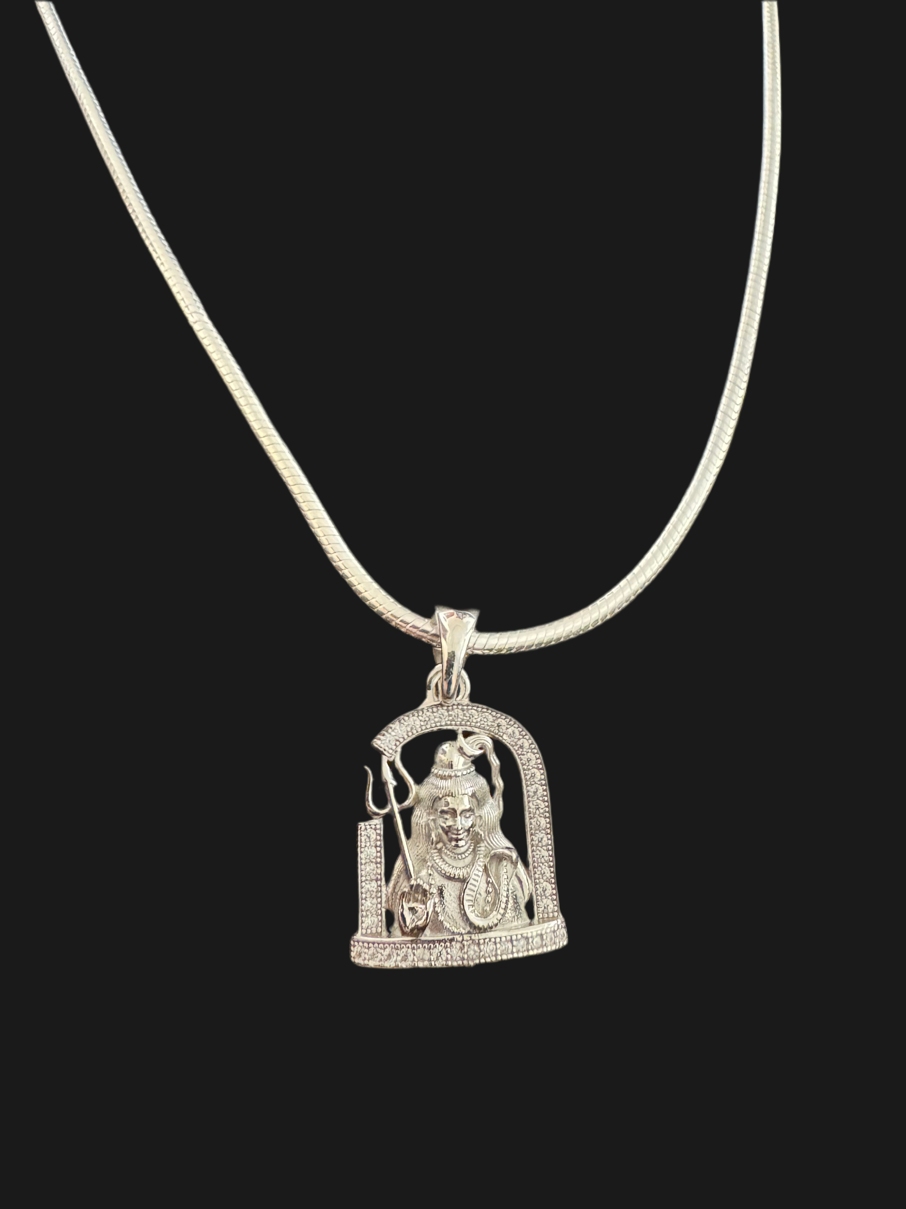 92.5 Silver Unisex Shiva Pendant (Without Chain)