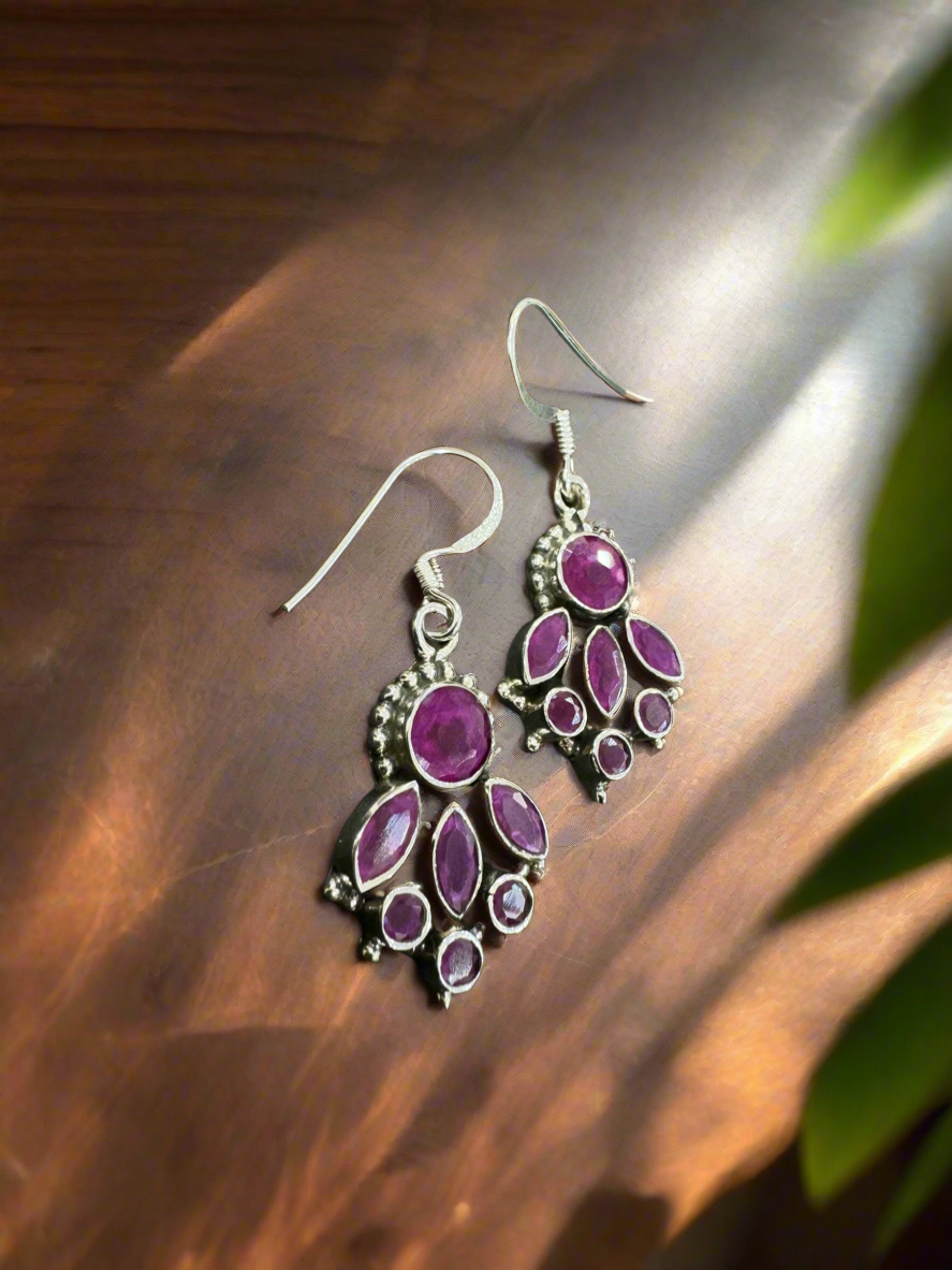 92.5 Silver Pink Hanging Earrings