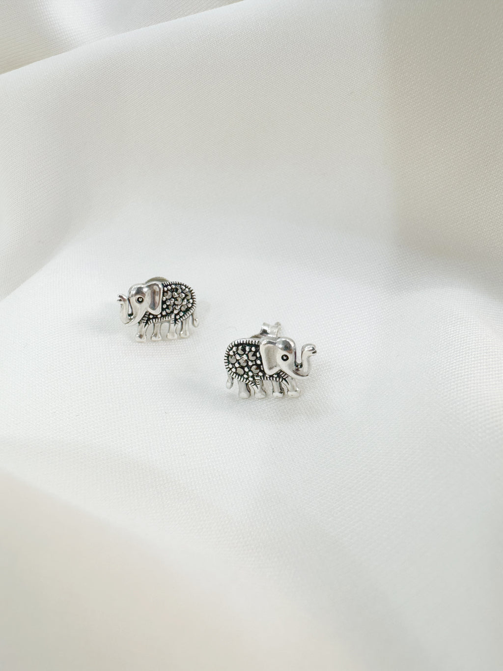 Baby Hathi 92.5 Silver Marcasite Stud Earrings