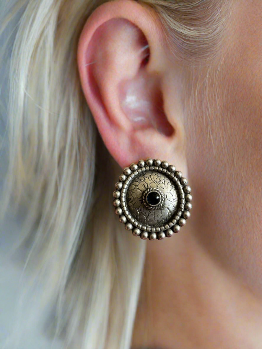 92.5 Silver Round Earrings