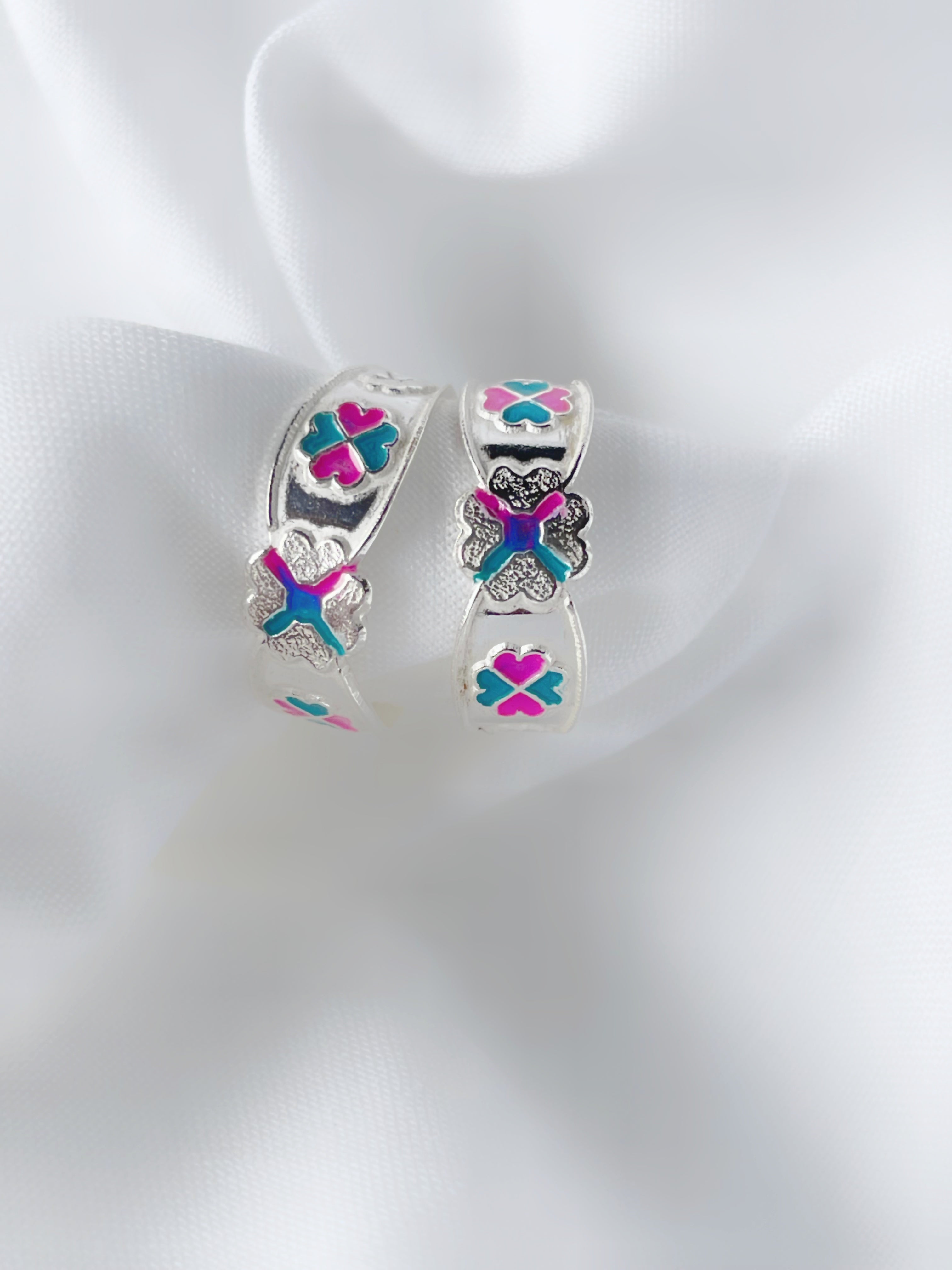 Color Bloom 92.5 Silver Toe Rings - Pair