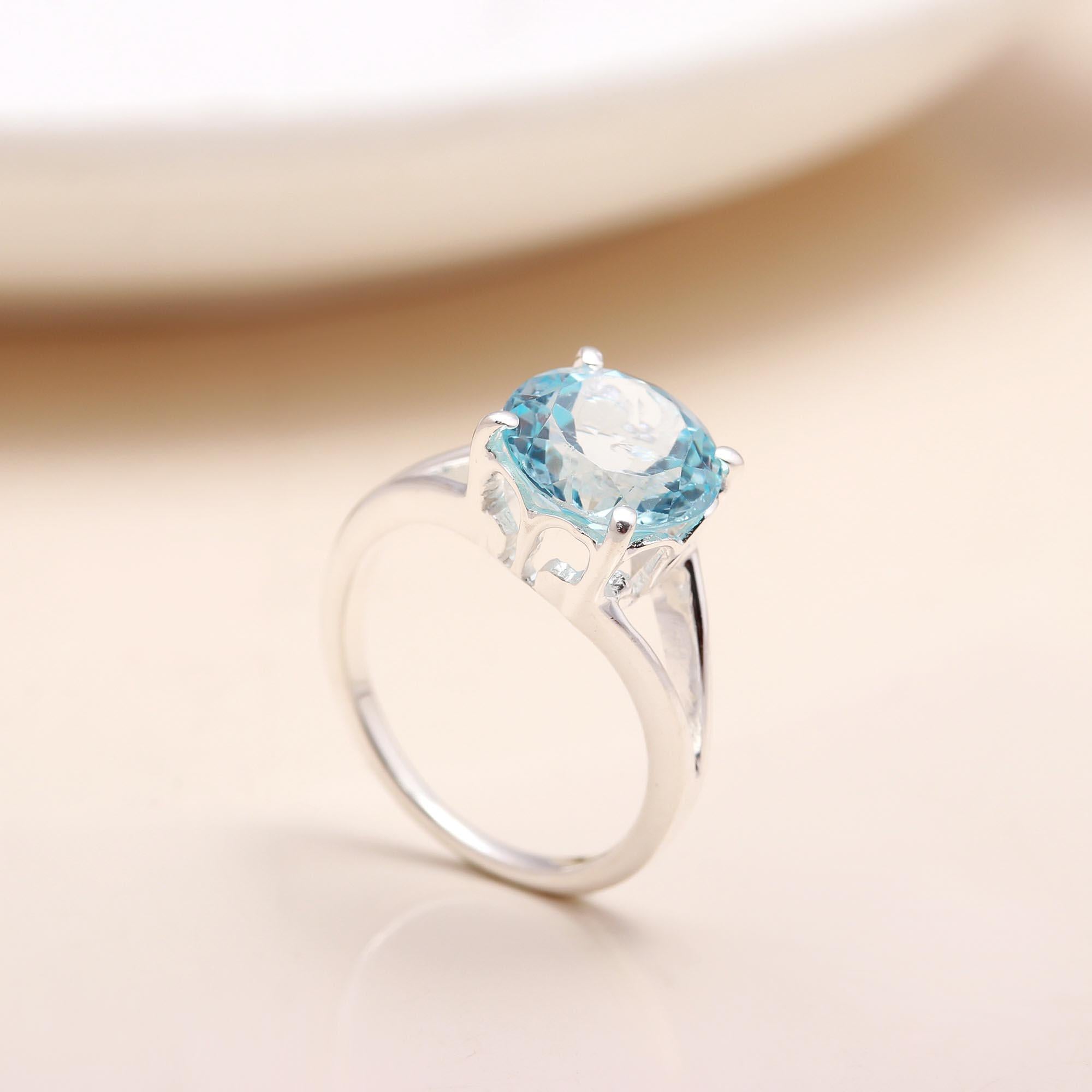 92.5 Silver Blue Stone Ring
