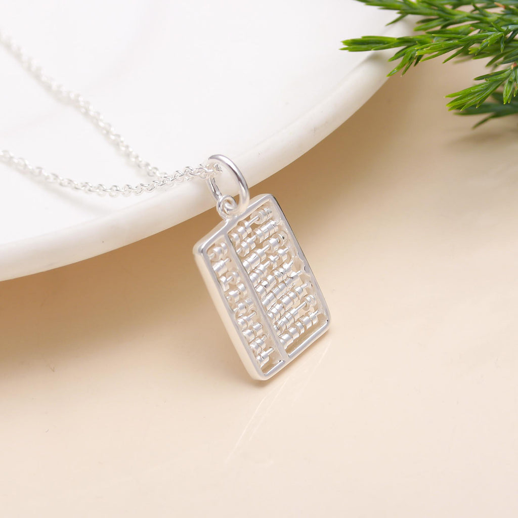92.5 Silver Abacus Pendant with Chain Necklace