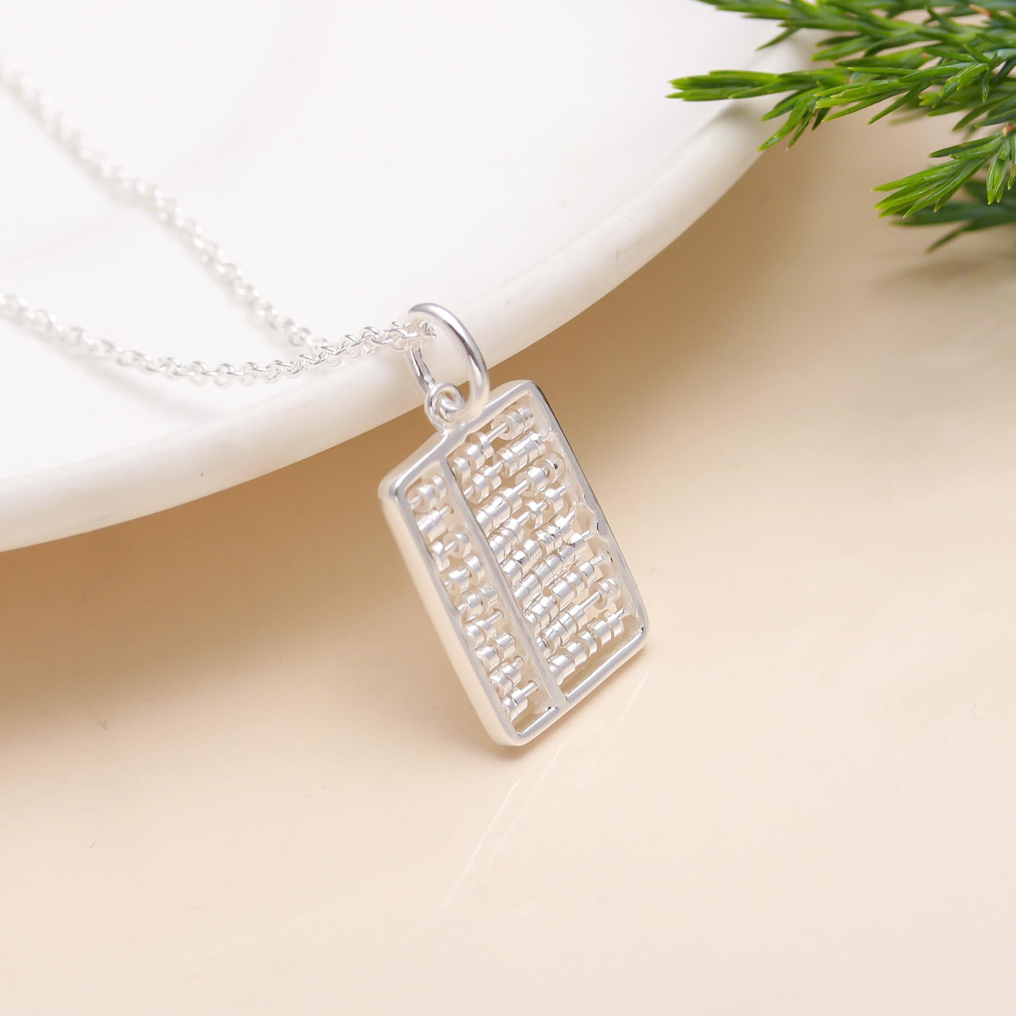92.5 Silver Abacus Pendant with Chain Necklace
