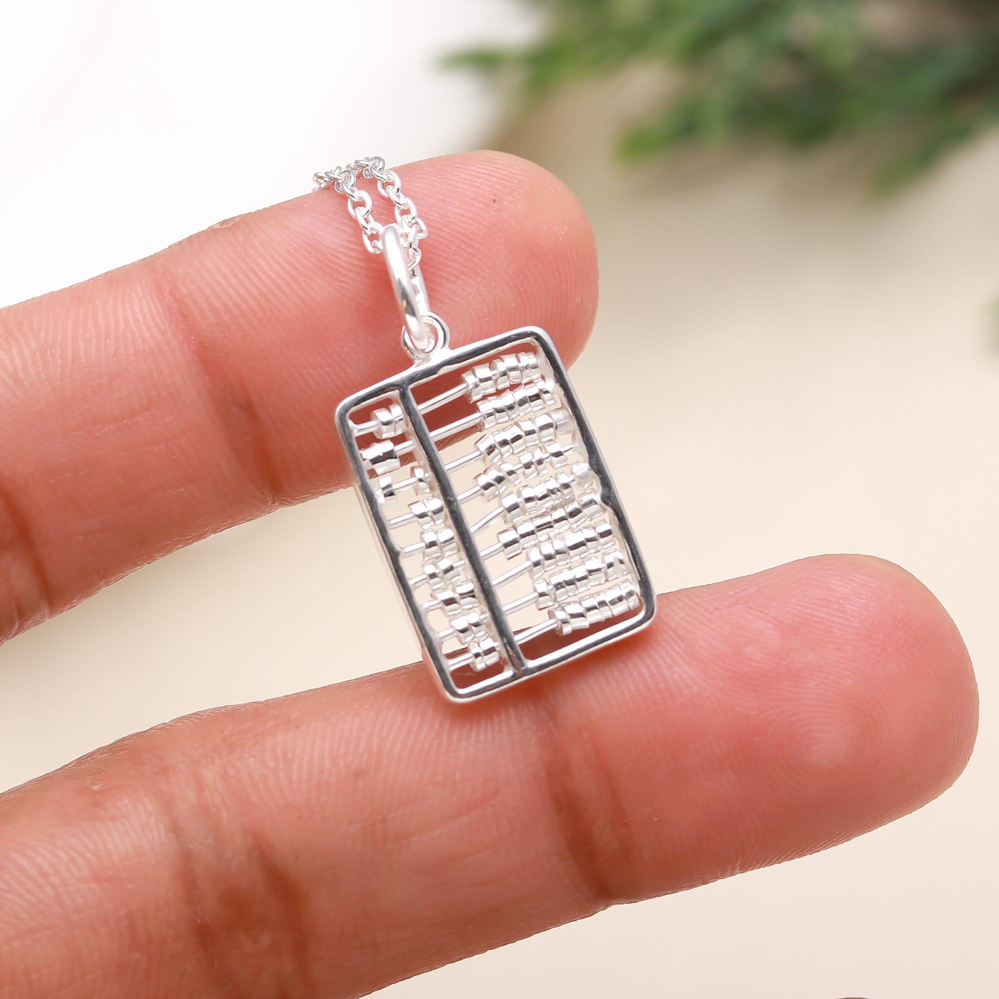 92.5 Silver Abacus Pendant with Chain Necklace