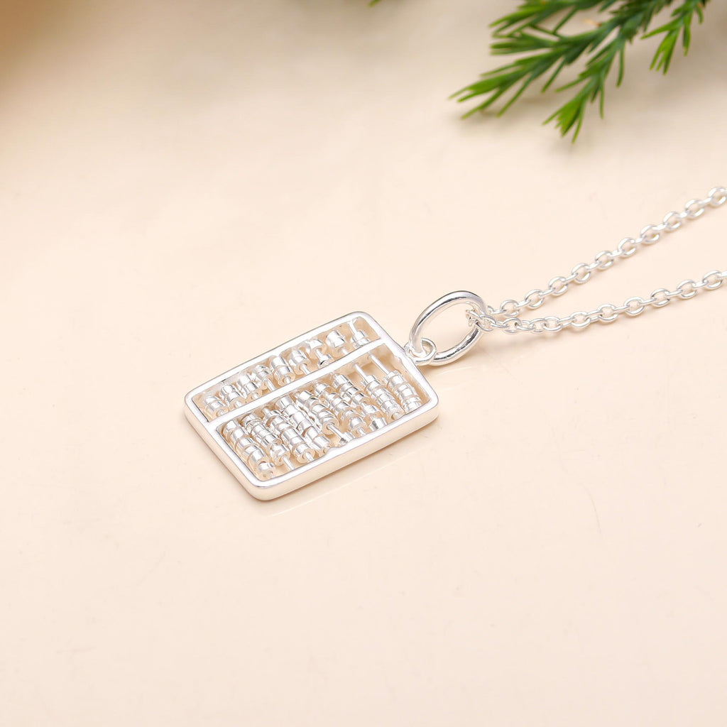 92.5 Silver Abacus Pendant with Chain Necklace