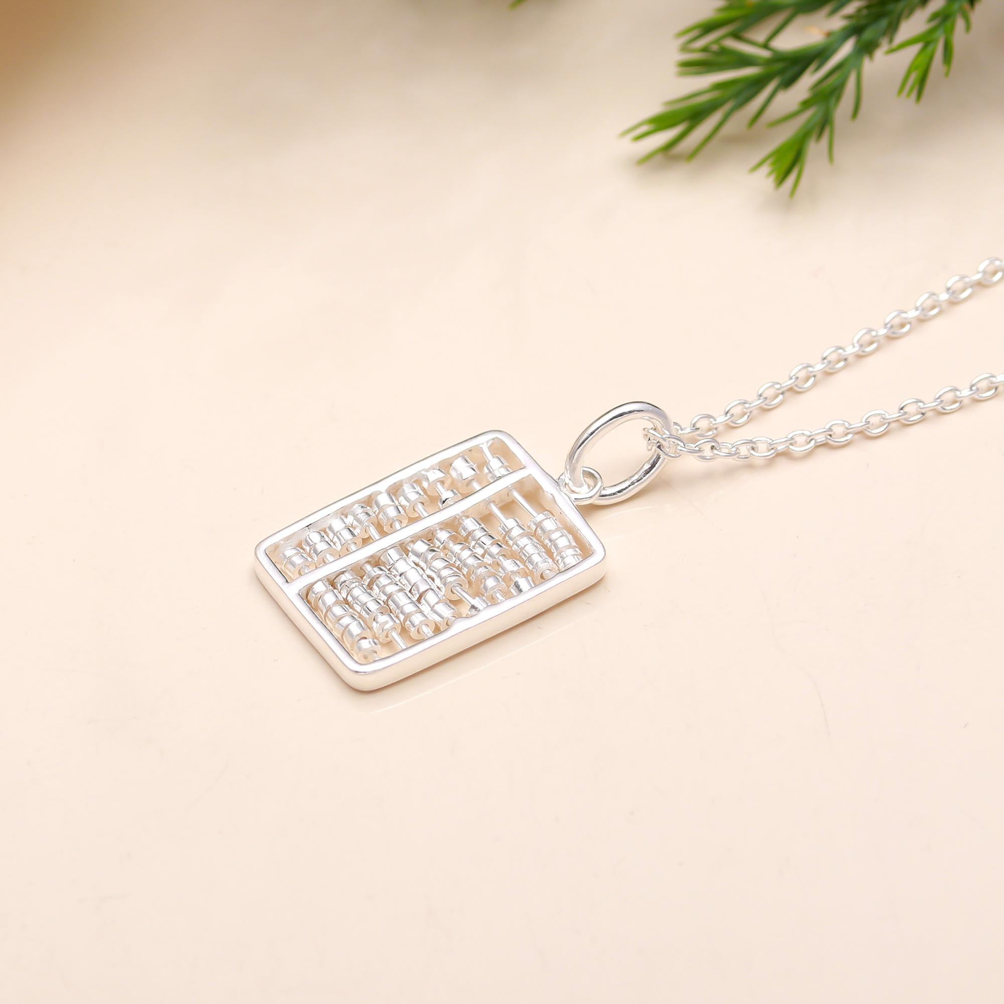 92.5 Silver Abacus Pendant with Chain Necklace
