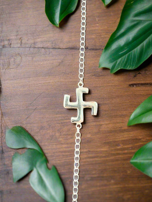 Swastik Shuddhi Handcrafted Rakhi in Pure 92.5 Silver