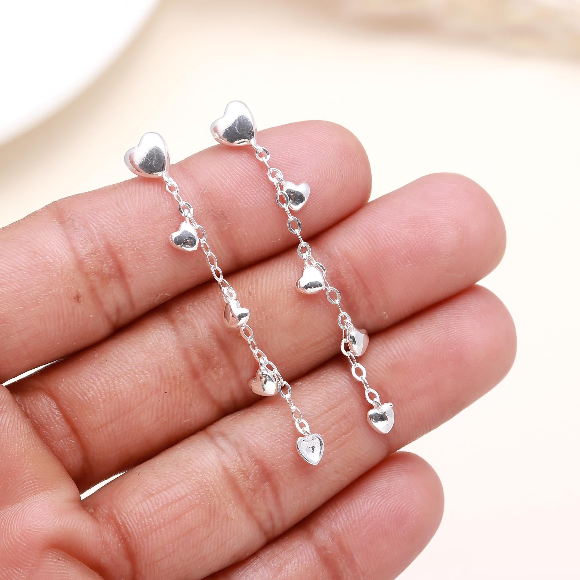 Silver 92.5 Little Hearts Earrings