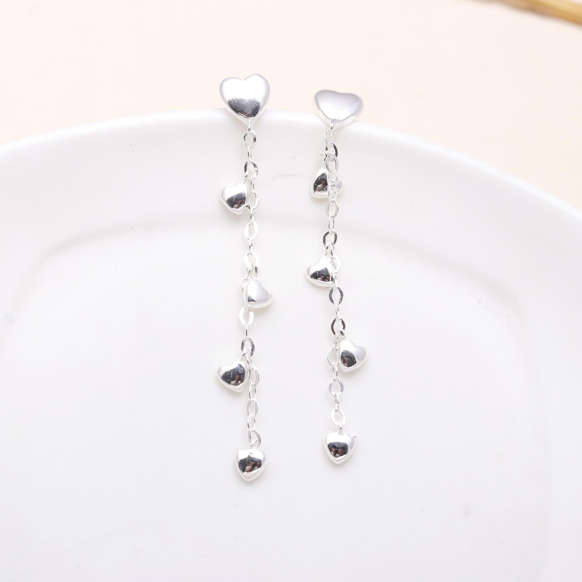 Silver 92.5 Little Hearts Earrings