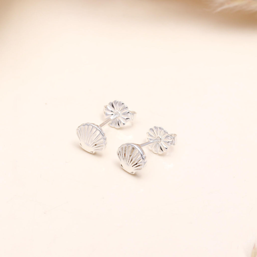 92.5 Silver Sea Shells Stud Earrings