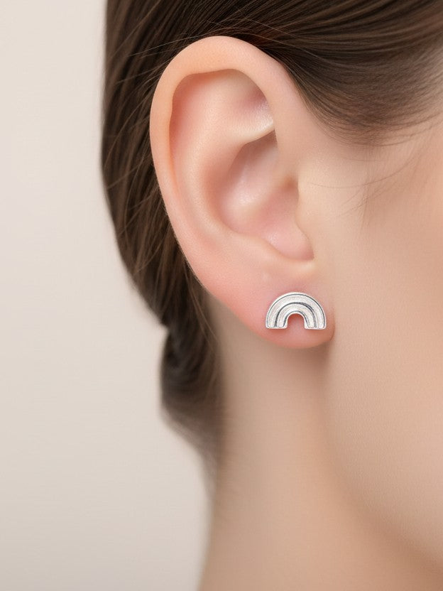Silver 925 Rainbow Stud Earrings