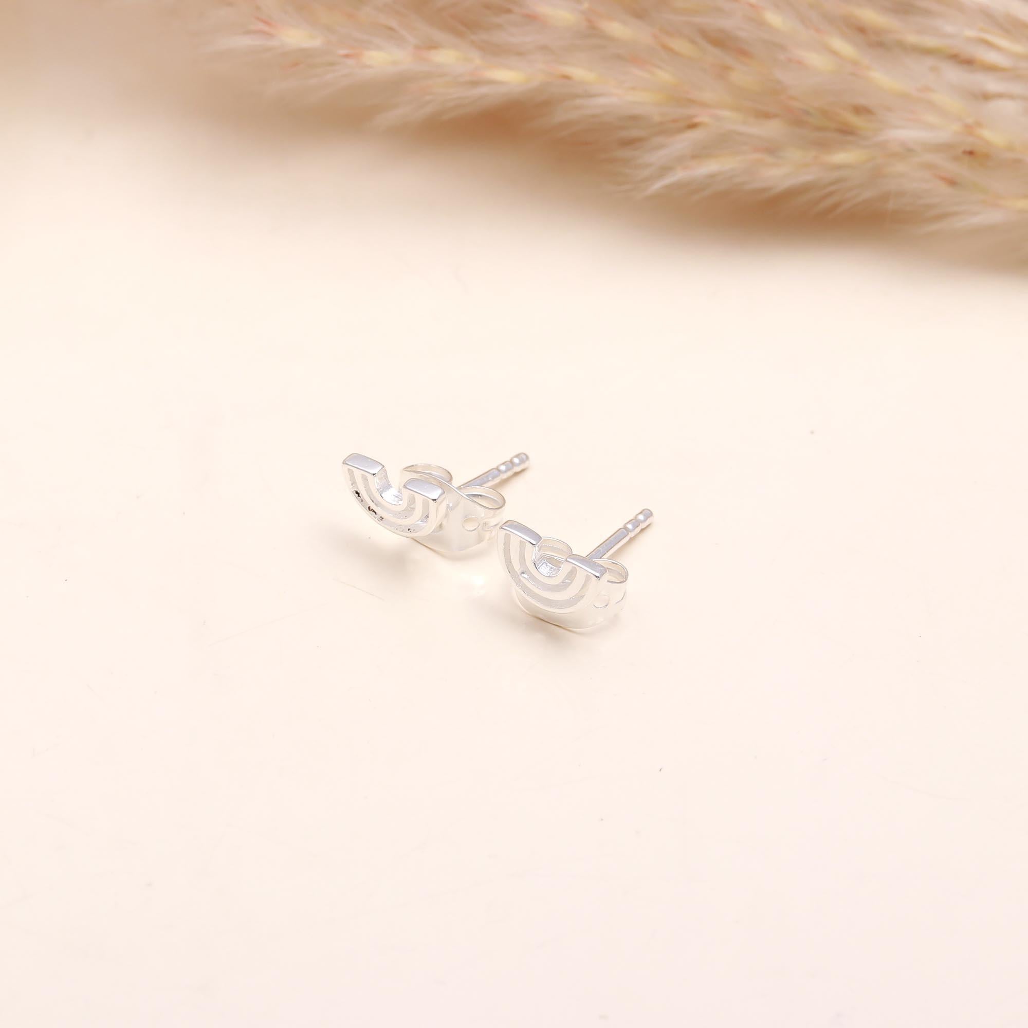Silver 92.5 Rainbow Stud Earrings