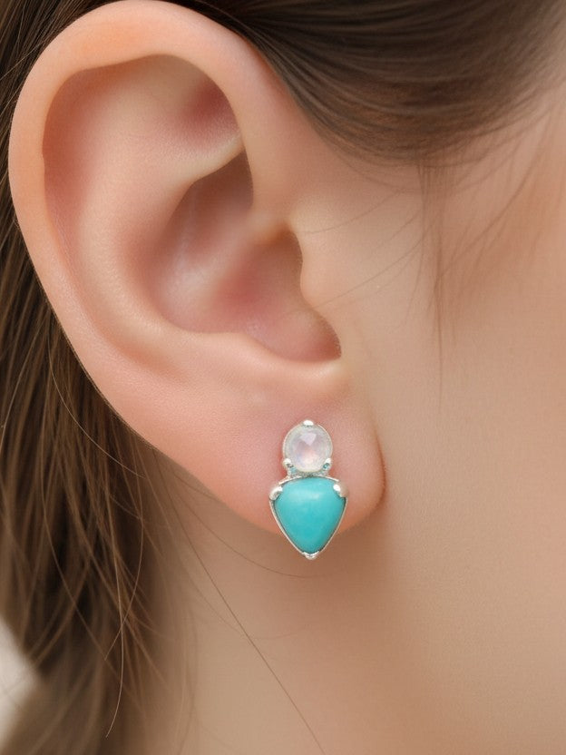 Silver 925 Blue Stud Earrings