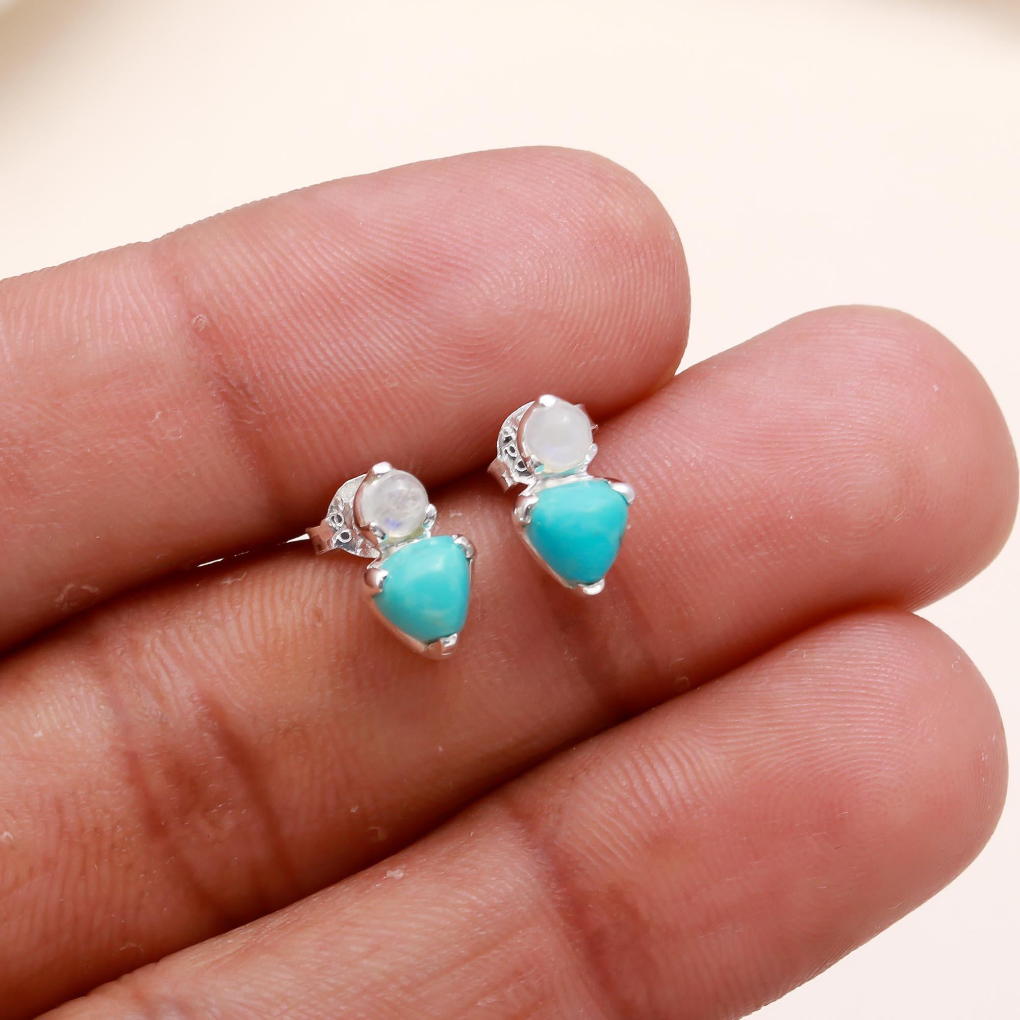 Silver 92.5 Blue Stud Earrings