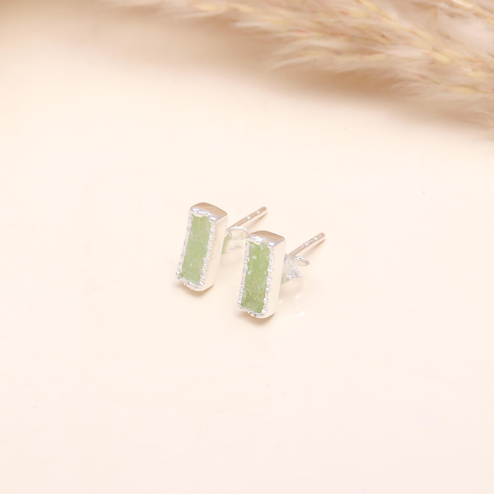 92.5 Silver Light Green/Blue Stud Earrings