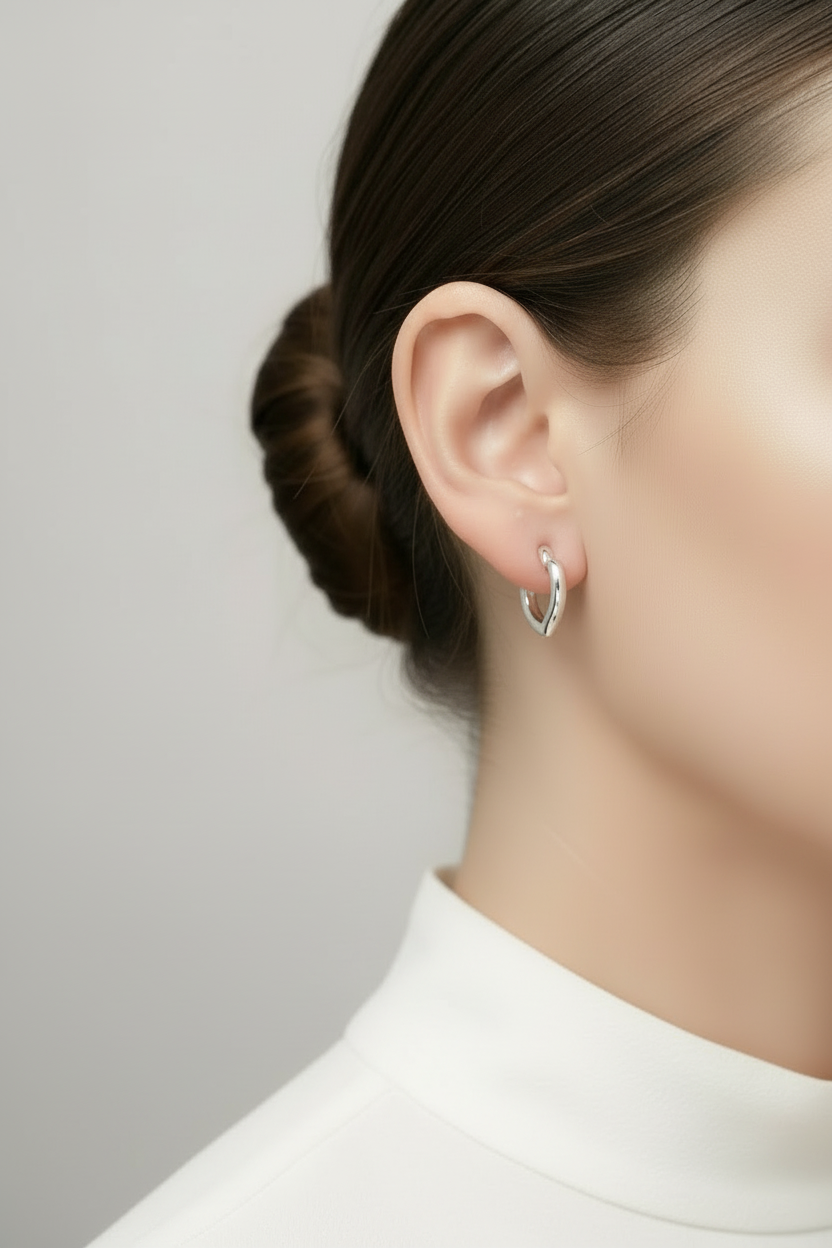 925 Silver Half Heart Earrings