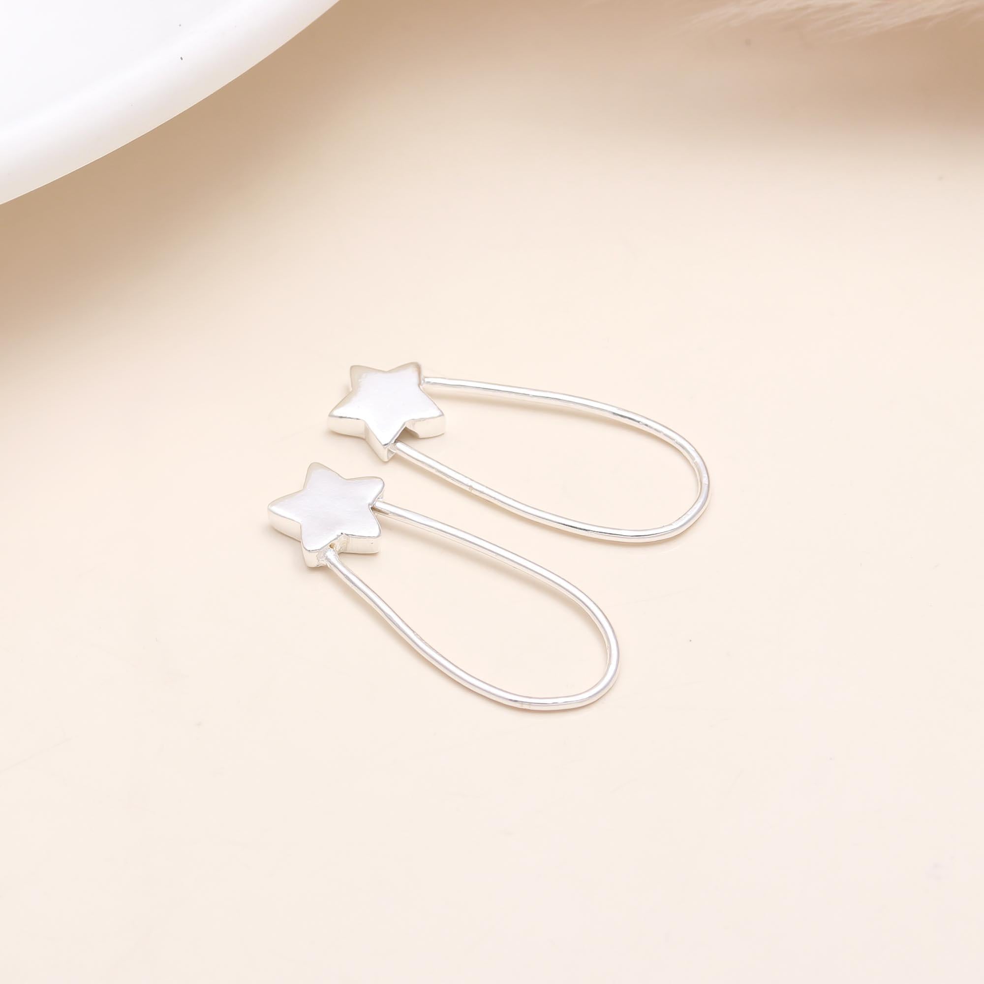 Silver 92.5 Tiny Star Loop Earrings
