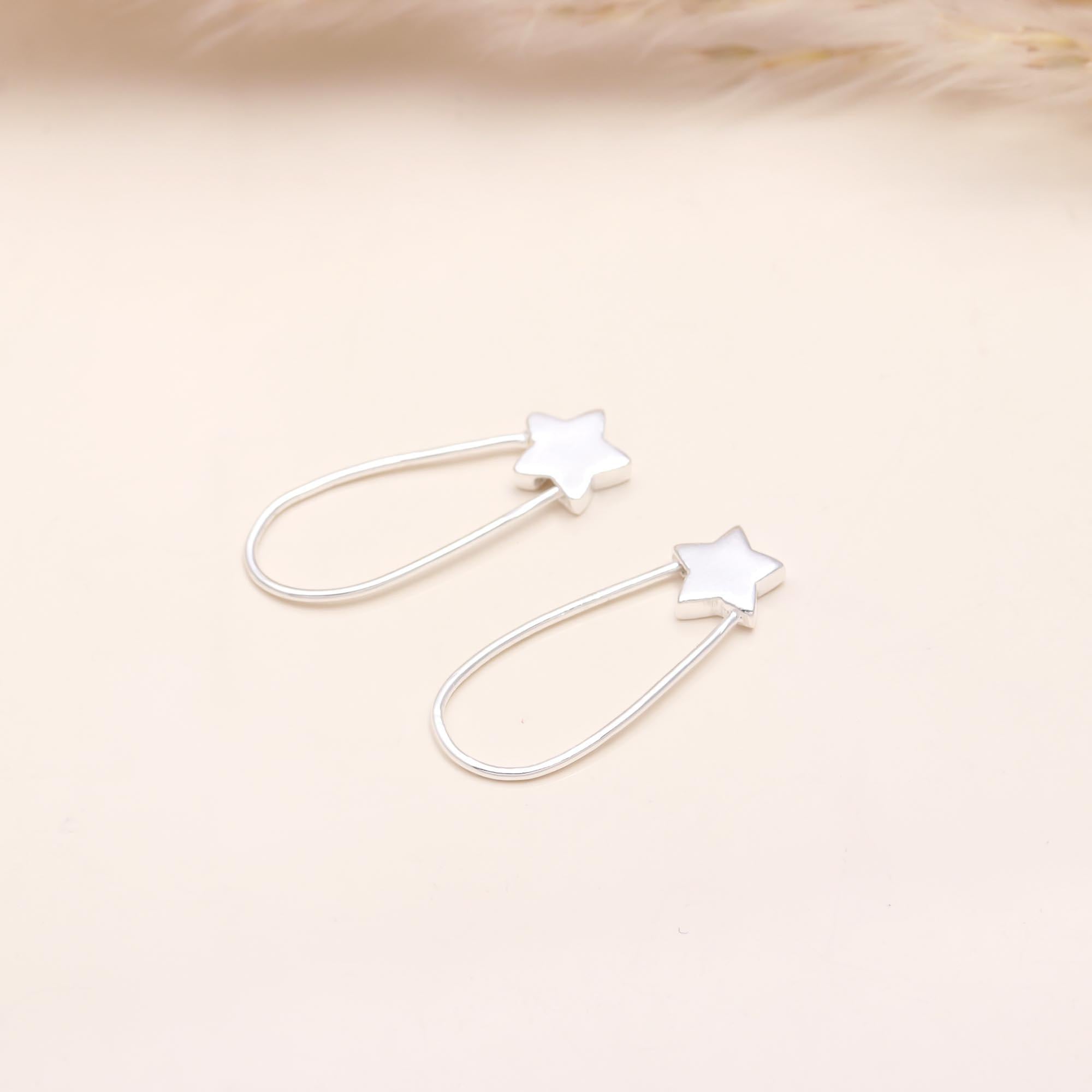 Silver 92.5 Tiny Star Loop Earrings