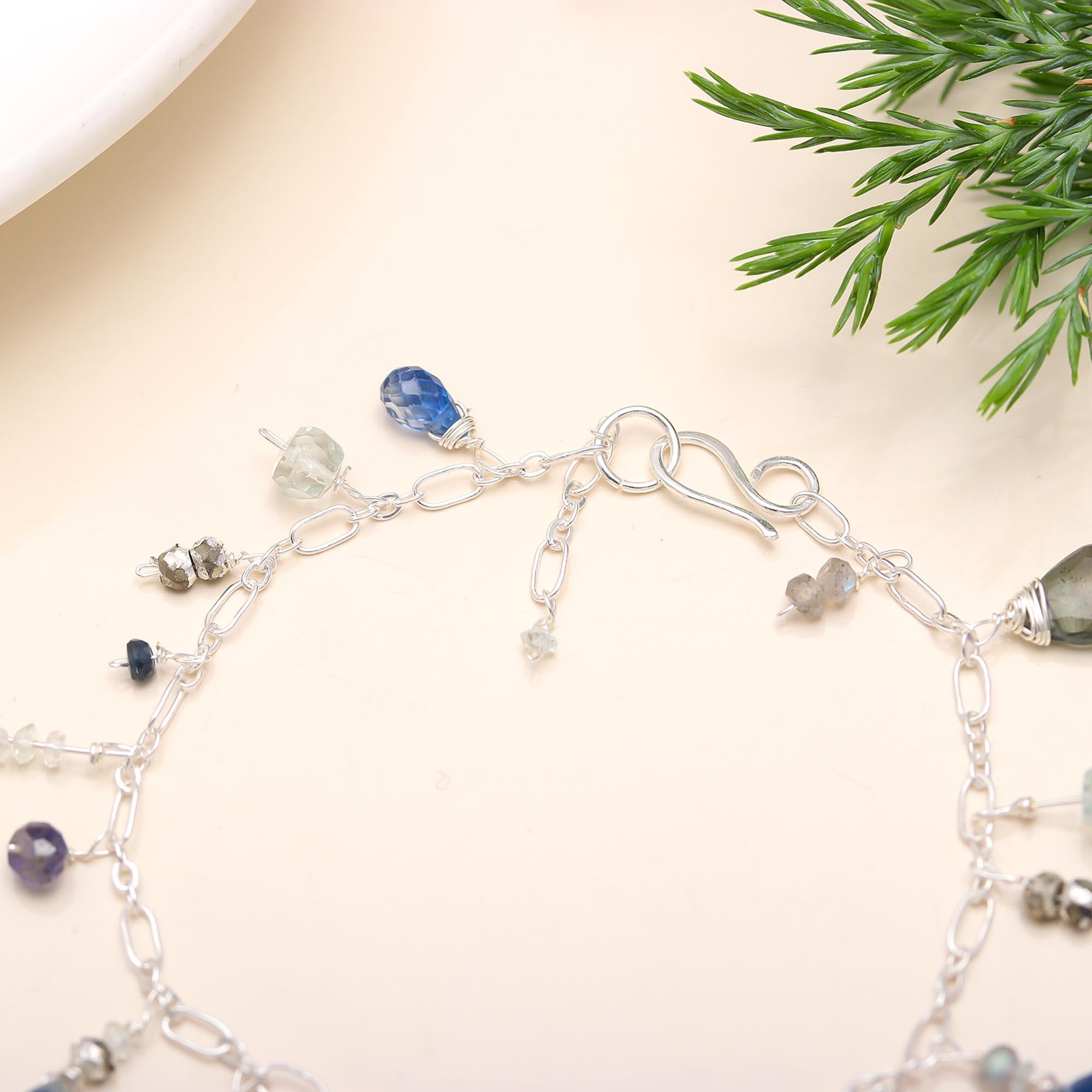 92.5 Silver Stones Charms Bracelet
