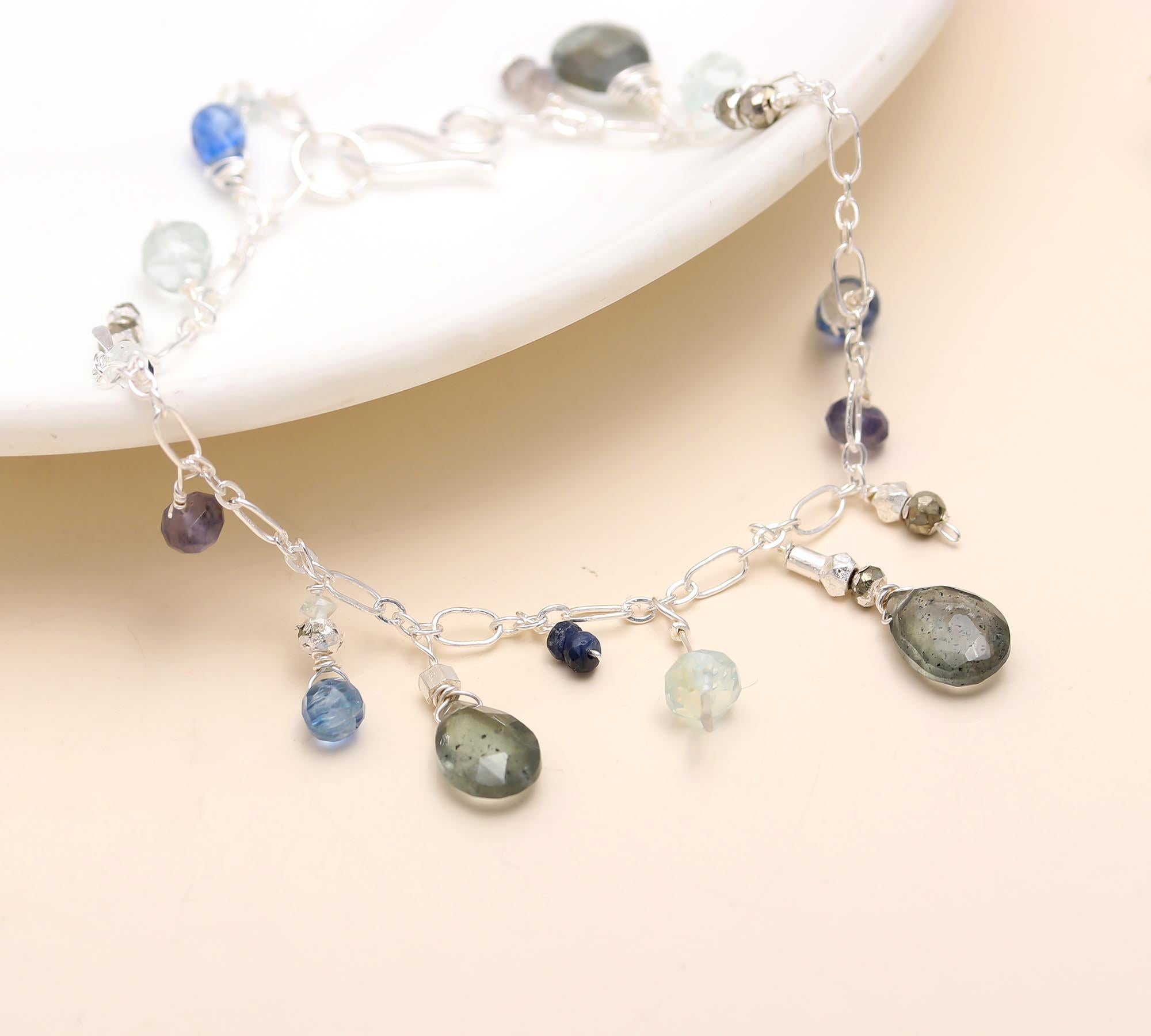 92.5 Silver Stones Charms Bracelet