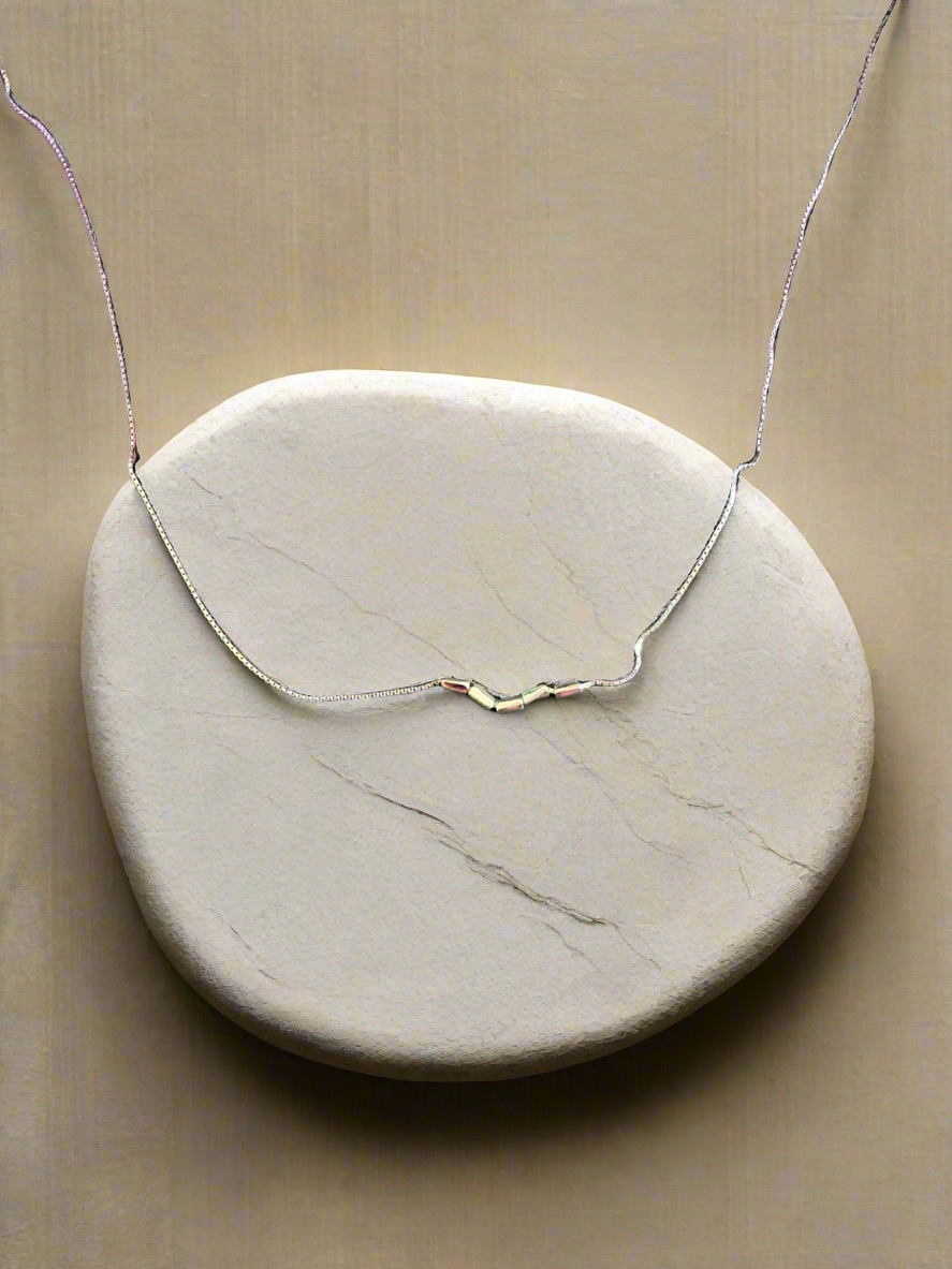 Silver 5 Blocks Minimalistic Necklace