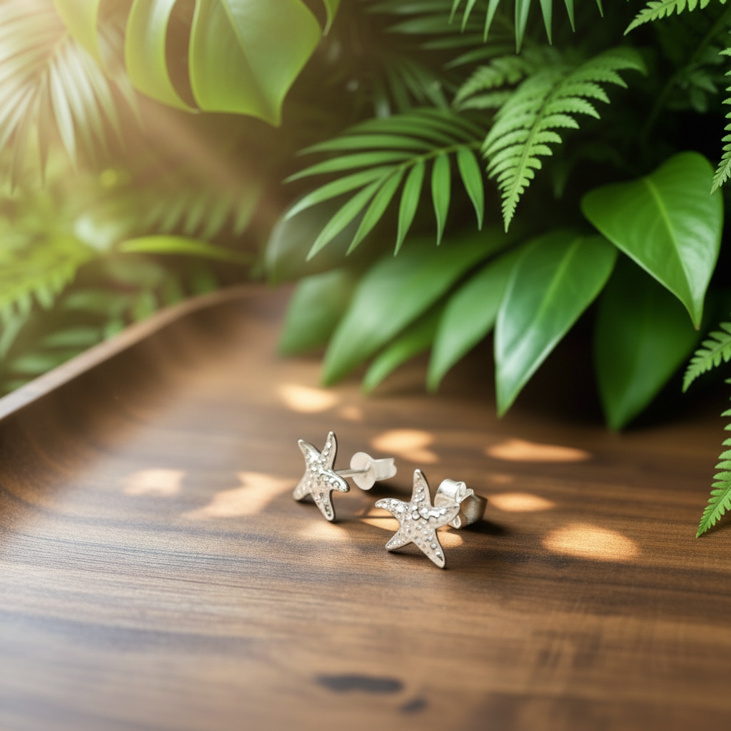 92.5 Silver Starfish Statement Earrings