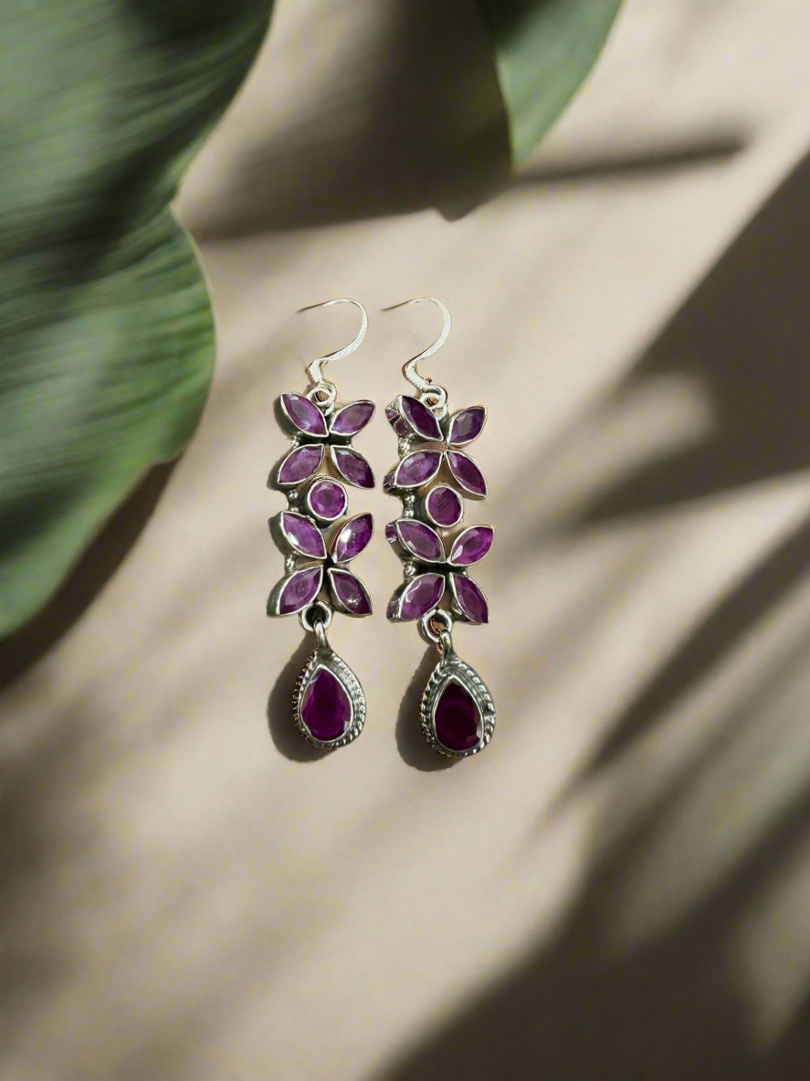 92.5 Silver Pink Hanging Earrings