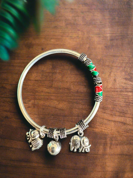 Silver Bracelet with Elephant Charms for Kids