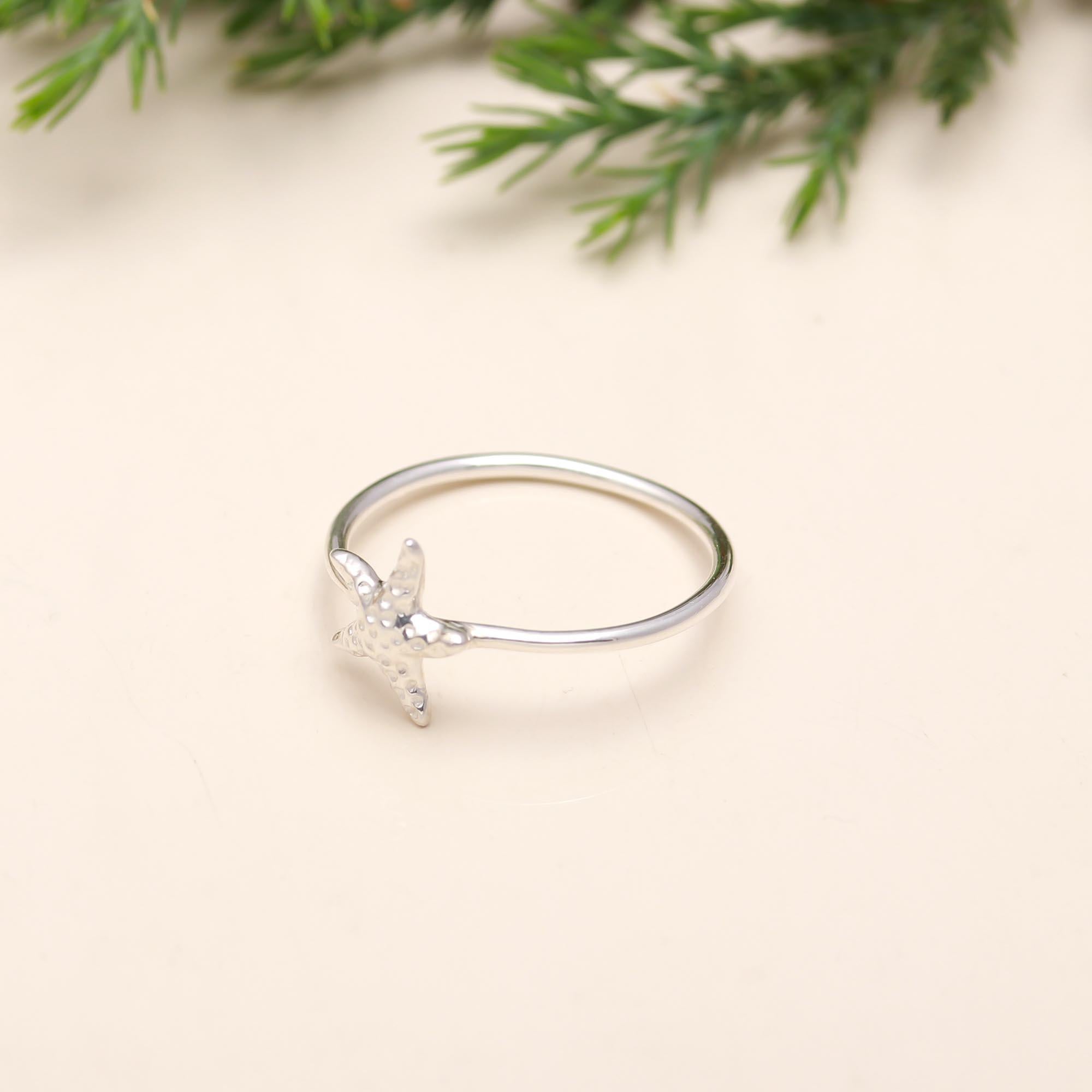 Silver 92.5 Starfish Minimalistic Ring