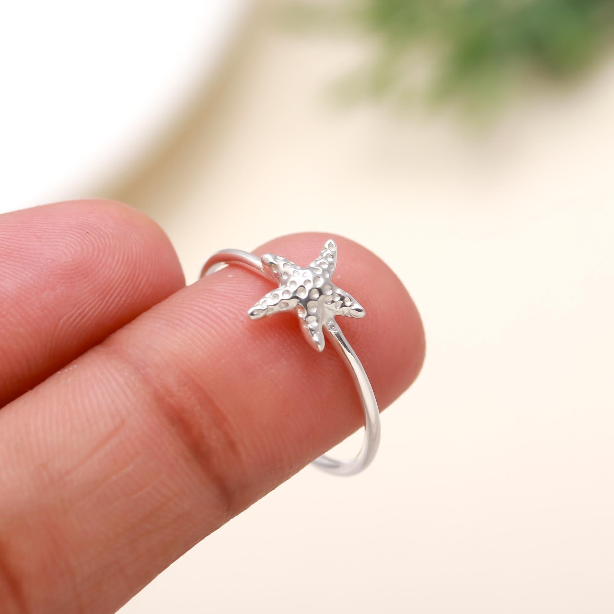 Silver 92.5 Starfish Minimalistic Ring