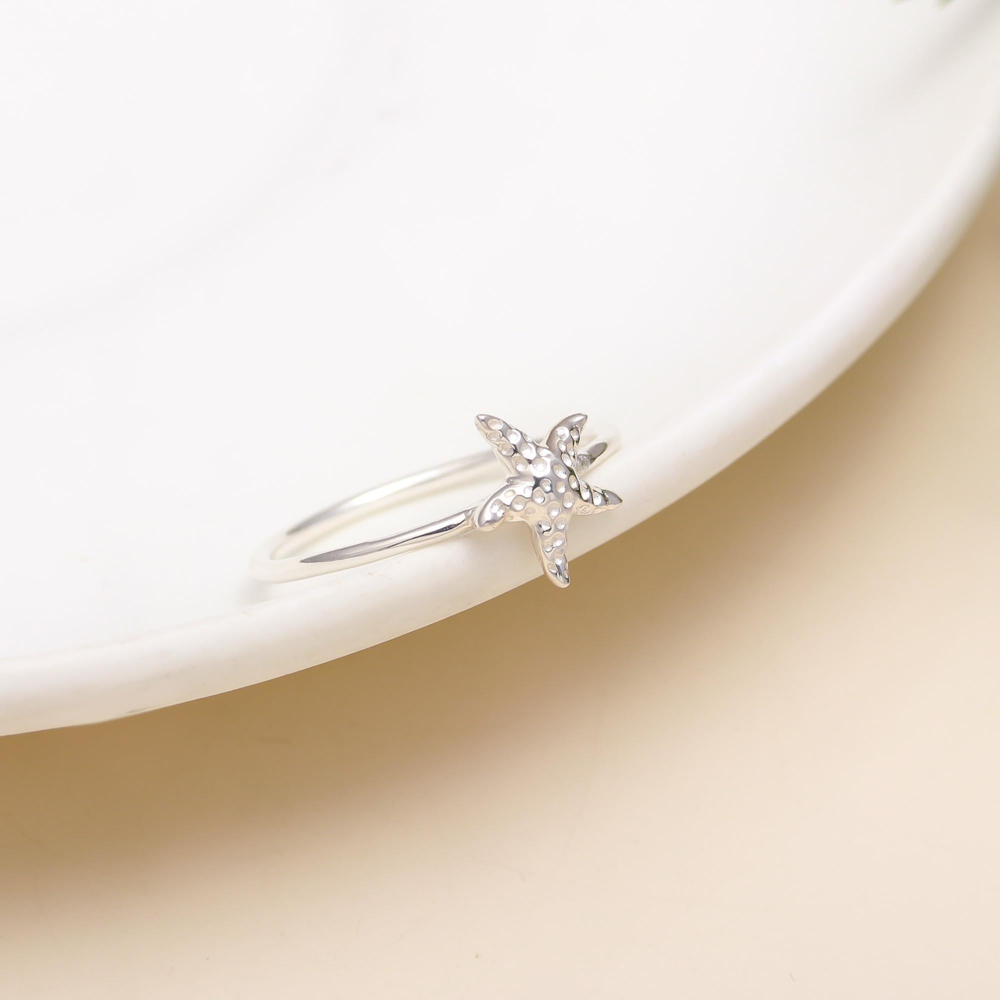 Silver 92.5 Starfish Minimalistic Ring