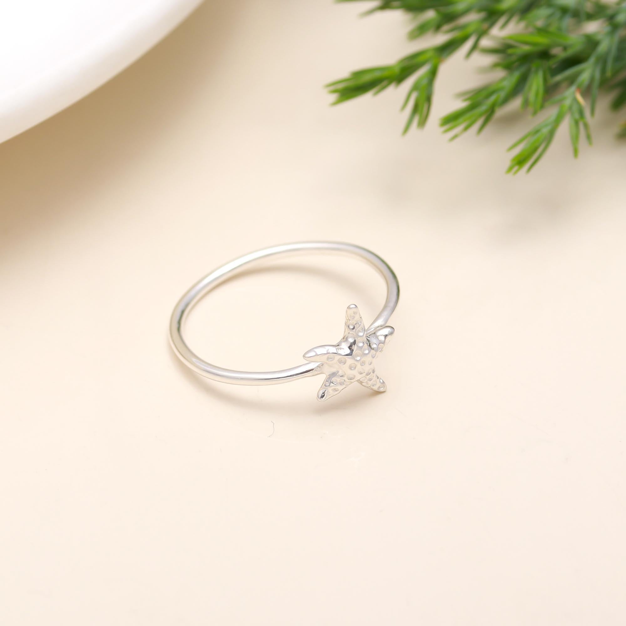 Silver 92.5 Starfish Minimalistic Ring