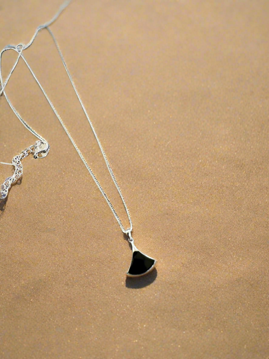 Silver Black Pendant Minimalistic Necklace